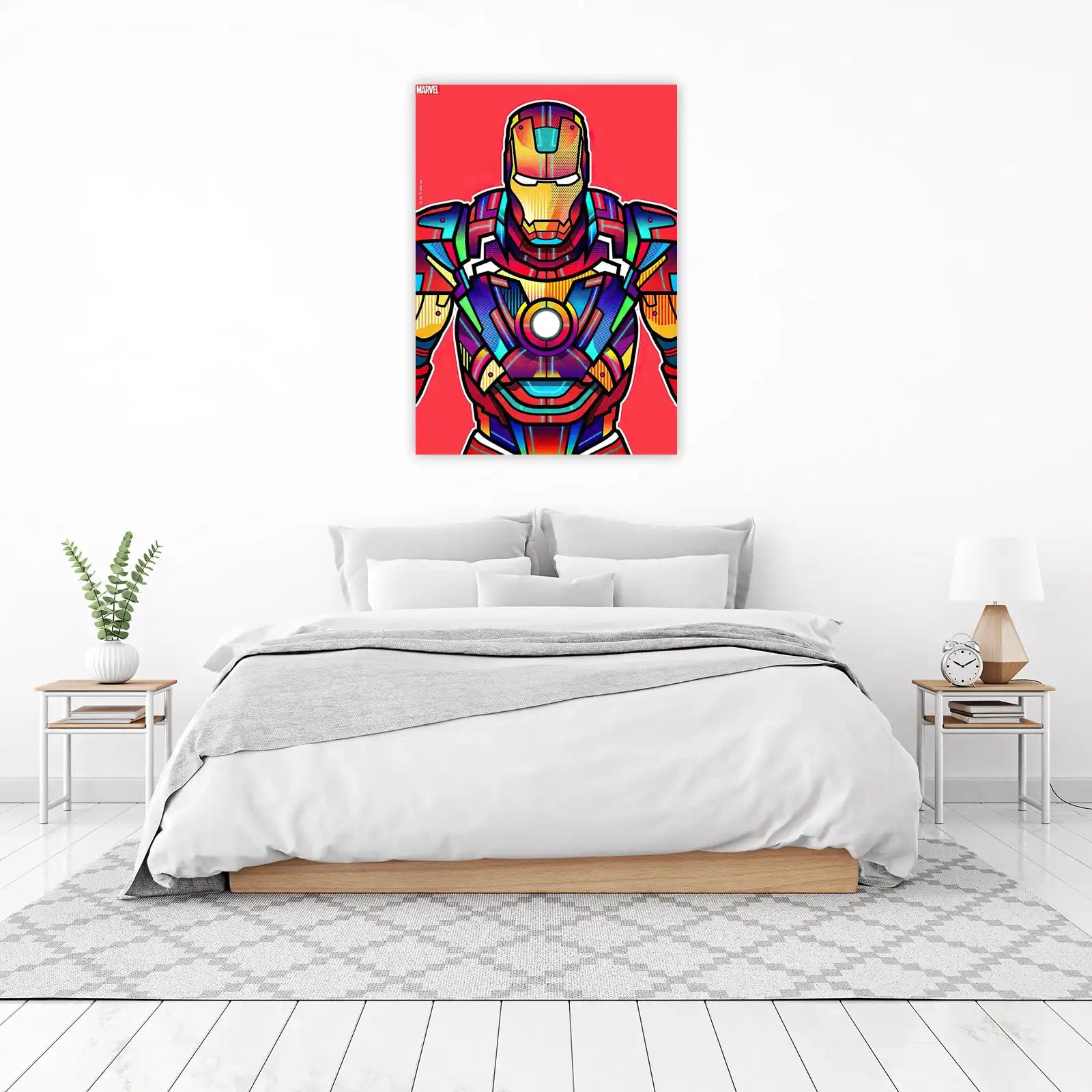 Vibrant Iron Man Geometric Art Wall Art