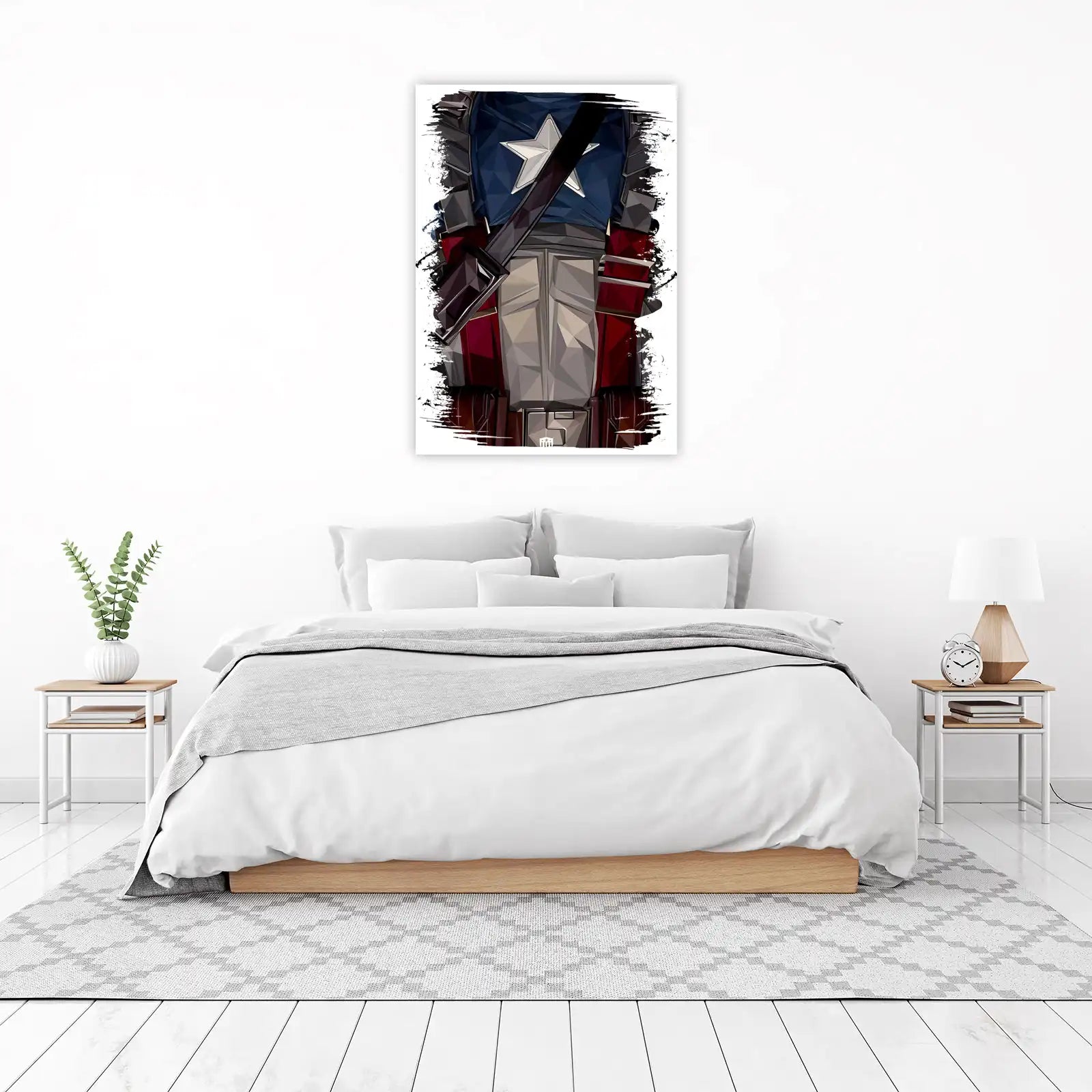 Bold Captain America Geometric Wall Art