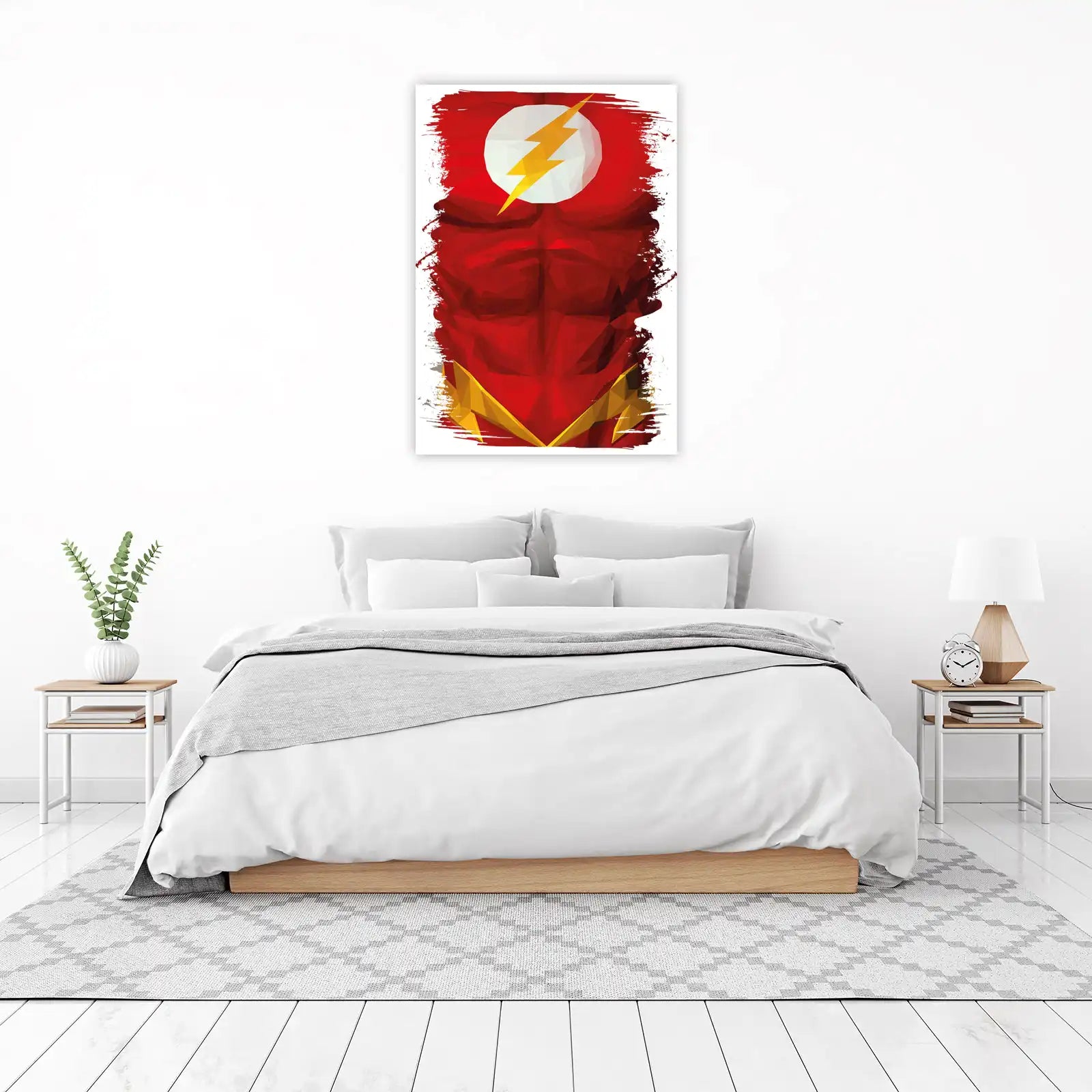 Flash Low Poly Superhero Red Wall Art