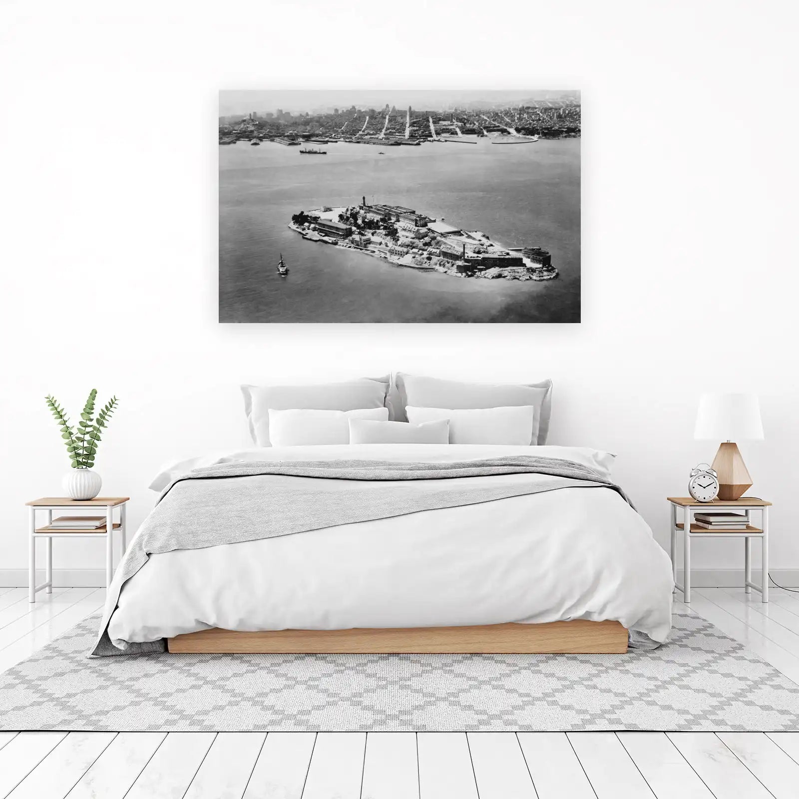 Historic Alcatraz Island Vintage Aerial Wall Art