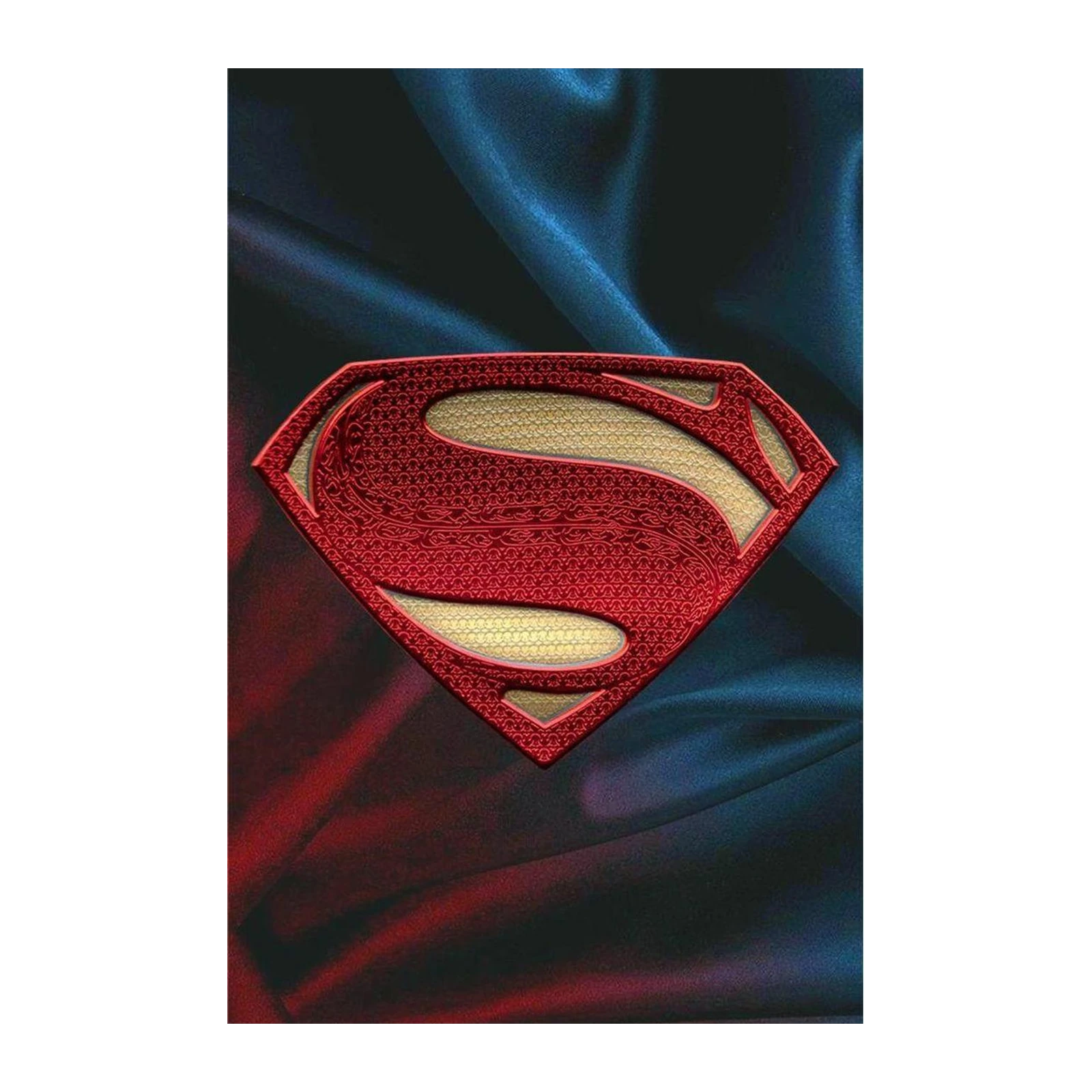 Iconic Superman Symbol Red Gold Silk Wall Art