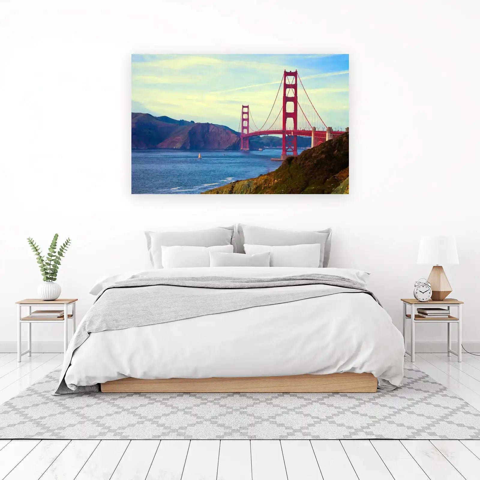 Golden Gate Bridge Sailboat Bay Wall Art