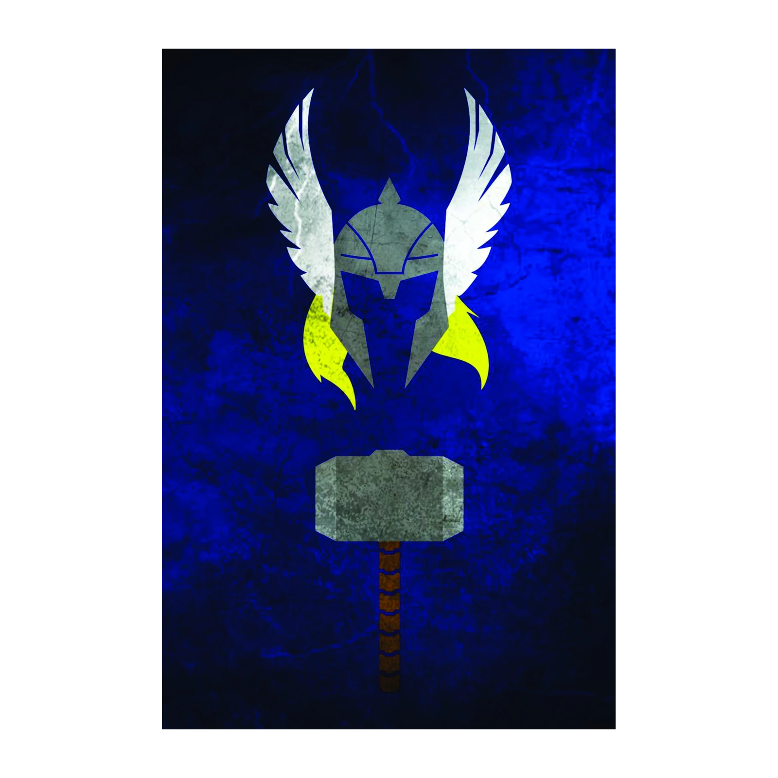 Thor's Hammer & Helmet Minimalist Wall Art