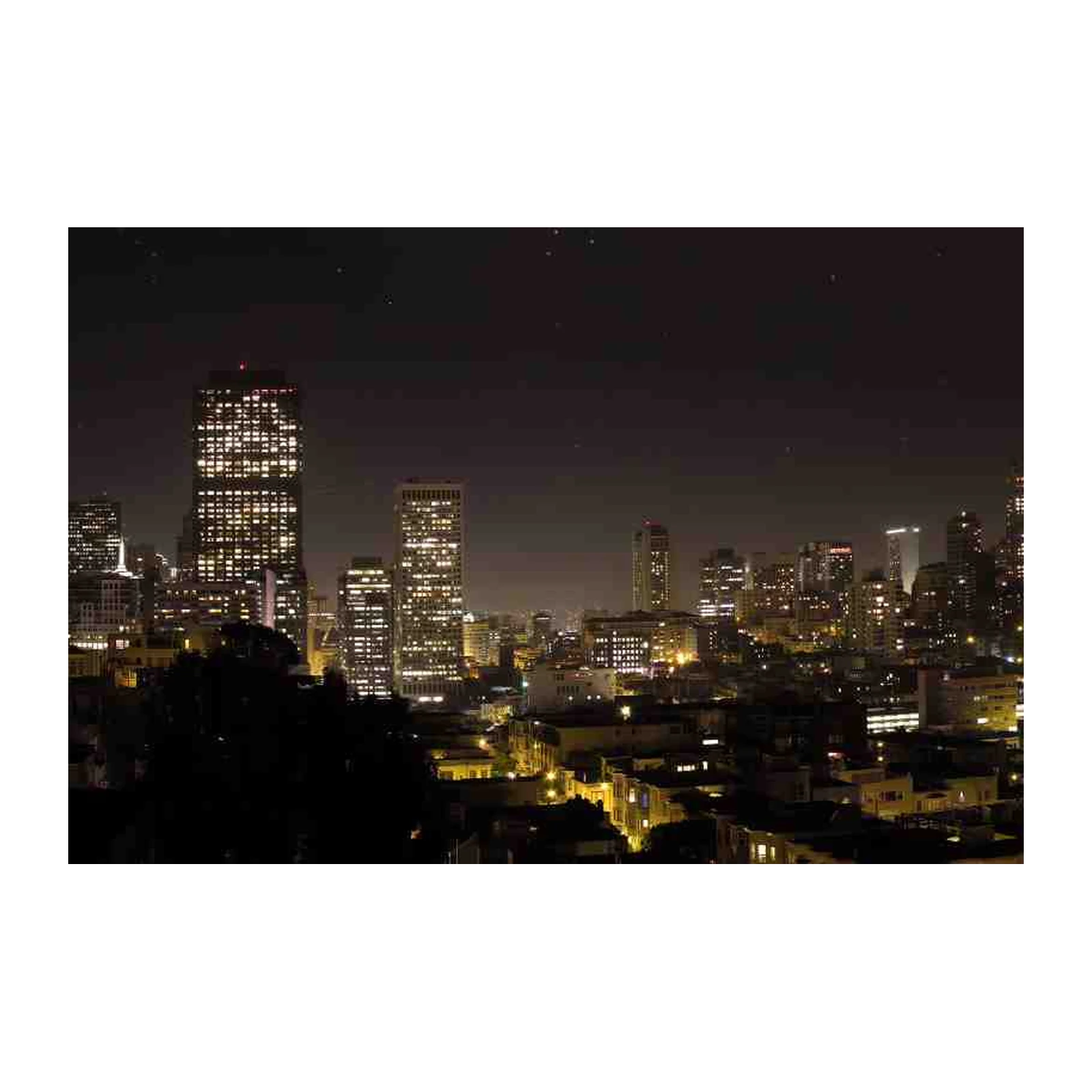 San Francisco Skyline Night Crescent Moon Wall Art