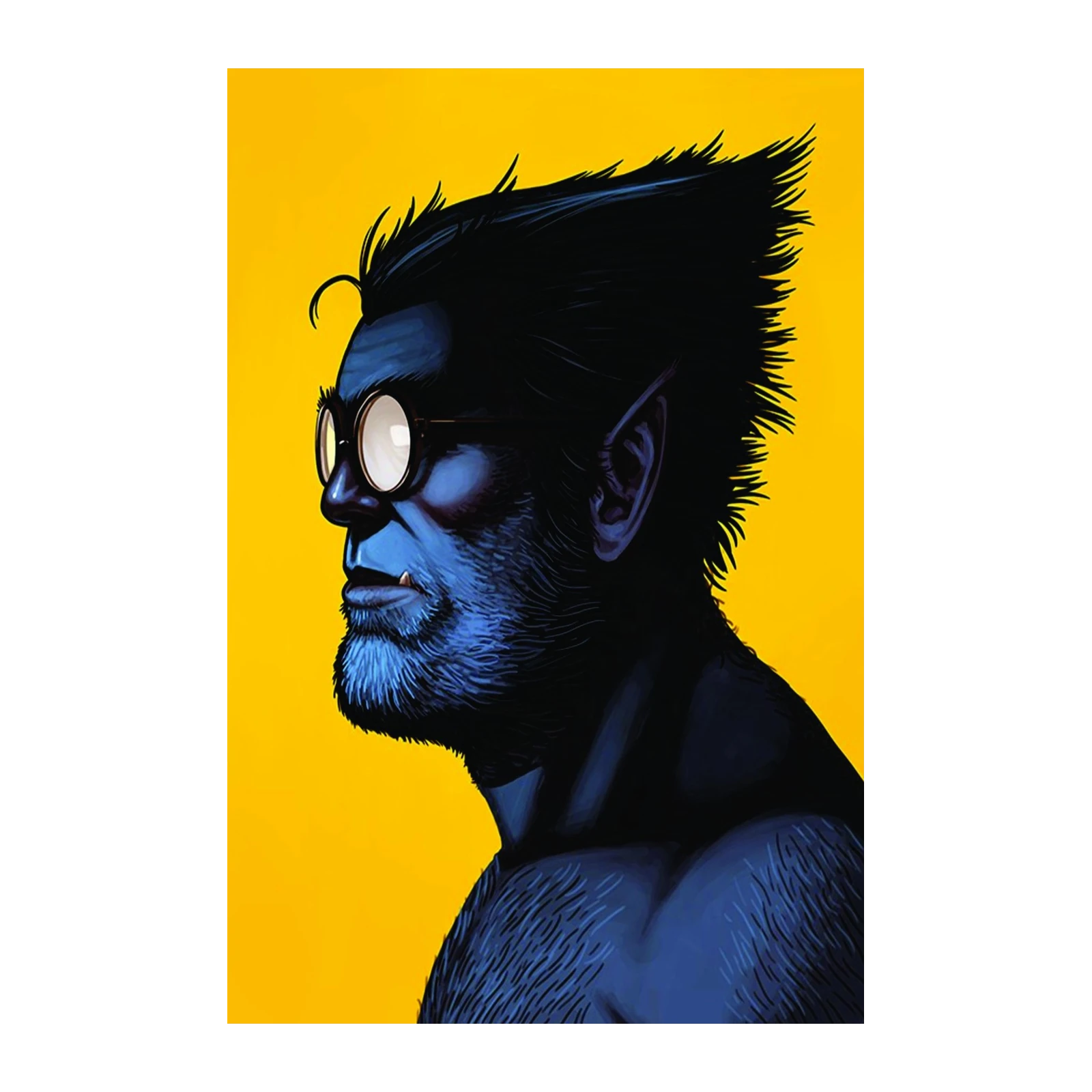 Beast Comic Art Blue Furred Mutant Wall Art