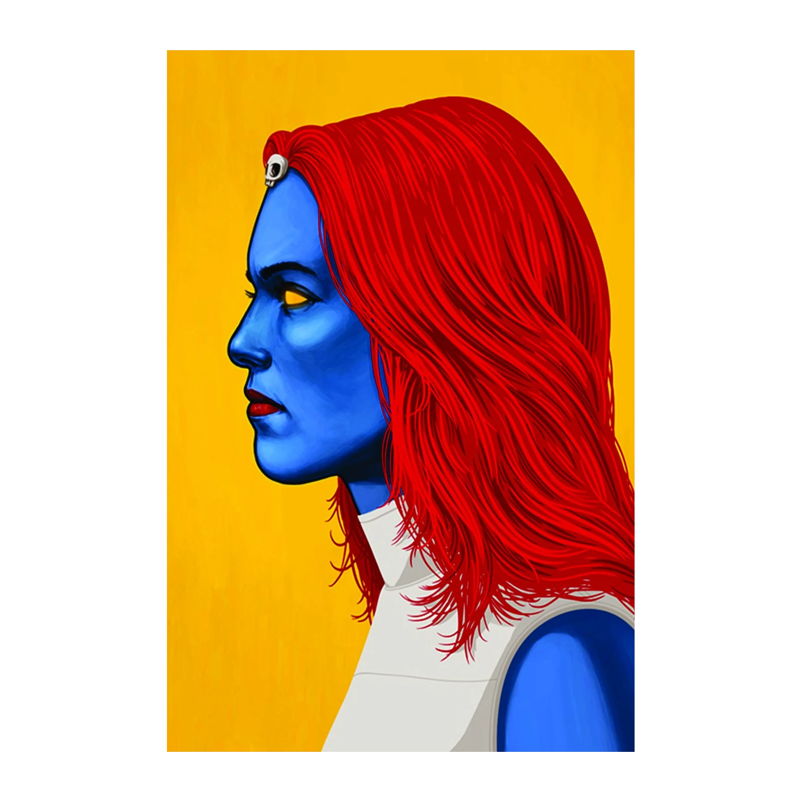 Mystic Blue & Red Hairstyle Wall Art