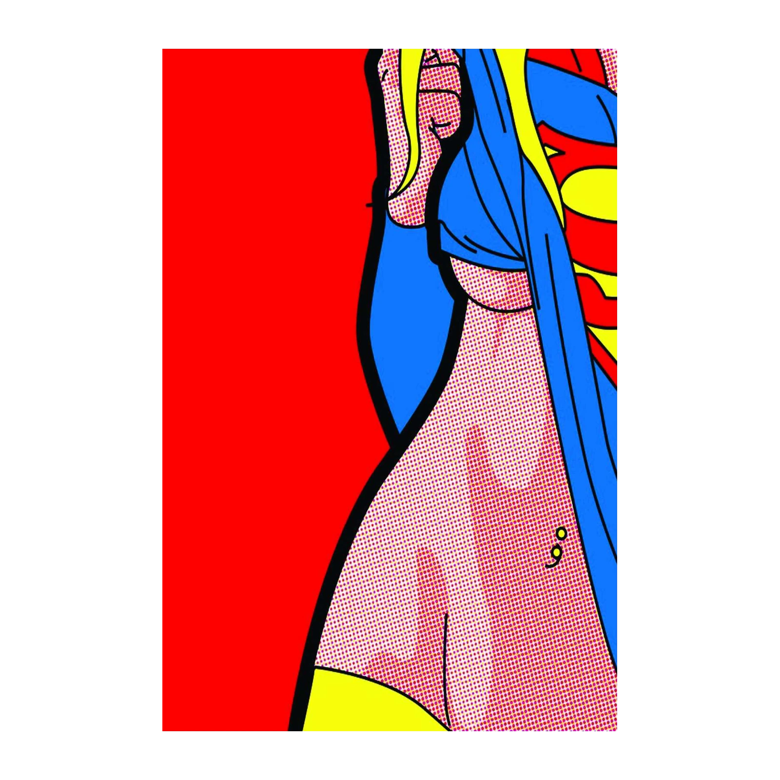 Pop Art Figure Red Blue Yellow Wall Art