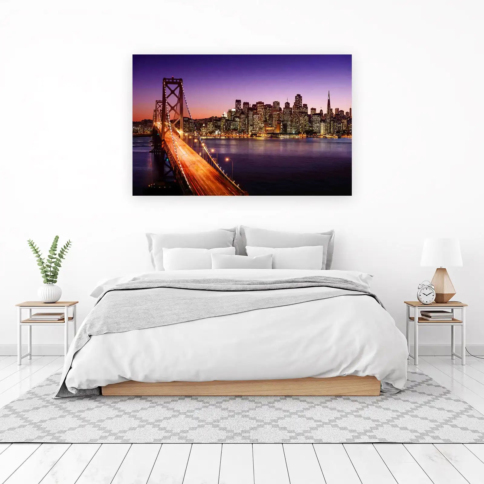 San Francisco Skyline Bridge Night Wall Art