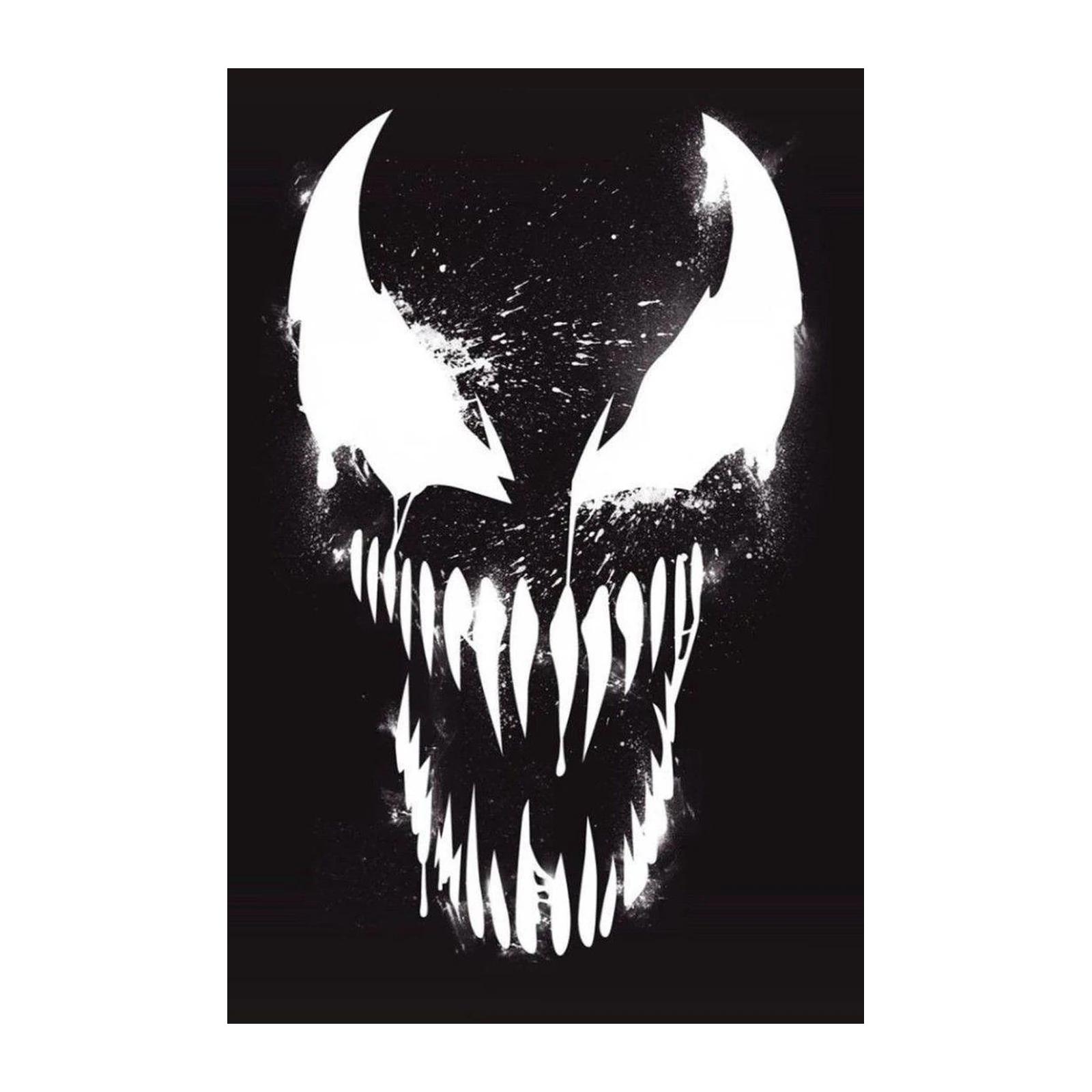 Venom Face Black & White Grunge Wall Art