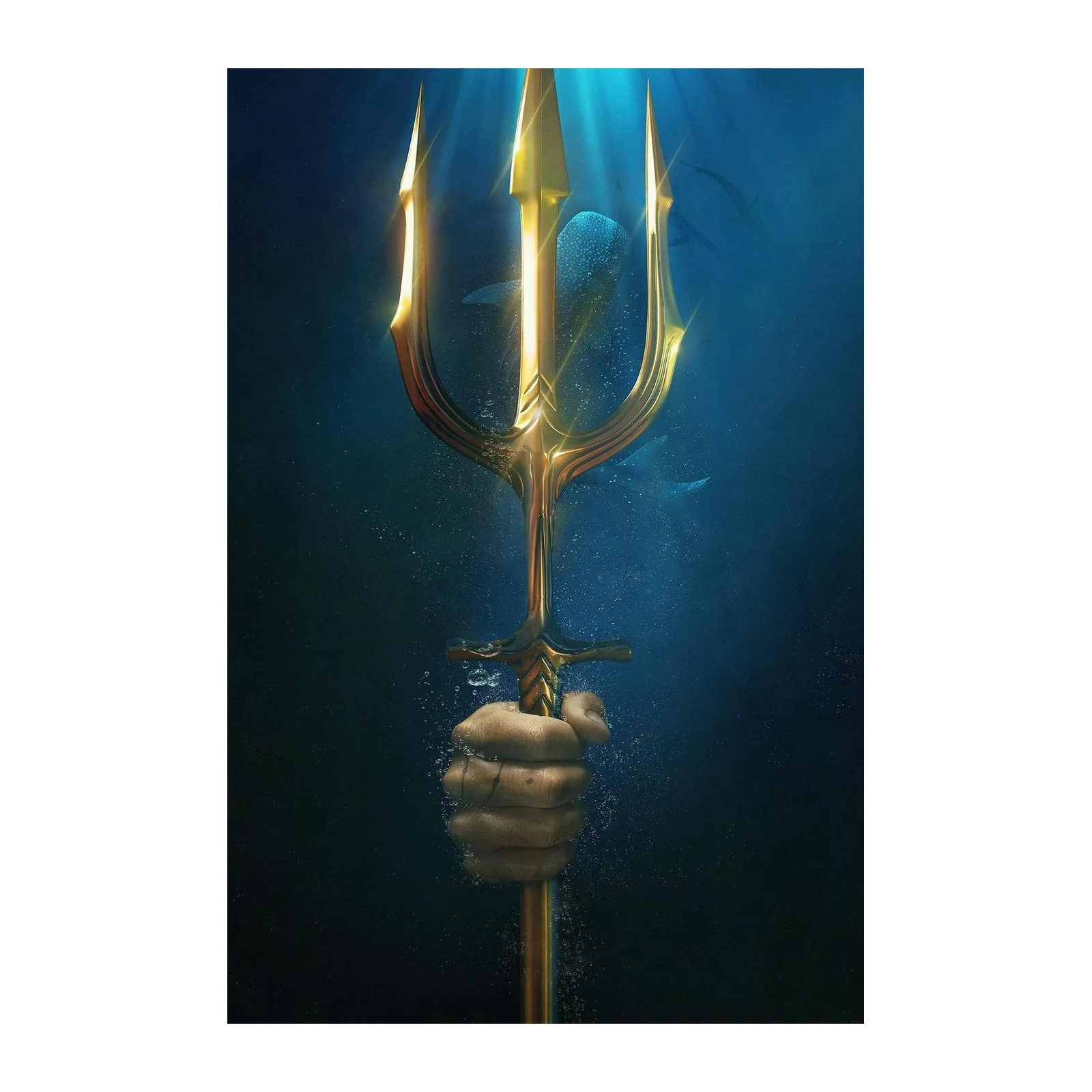 Golden Trident Underwater King Wall Art