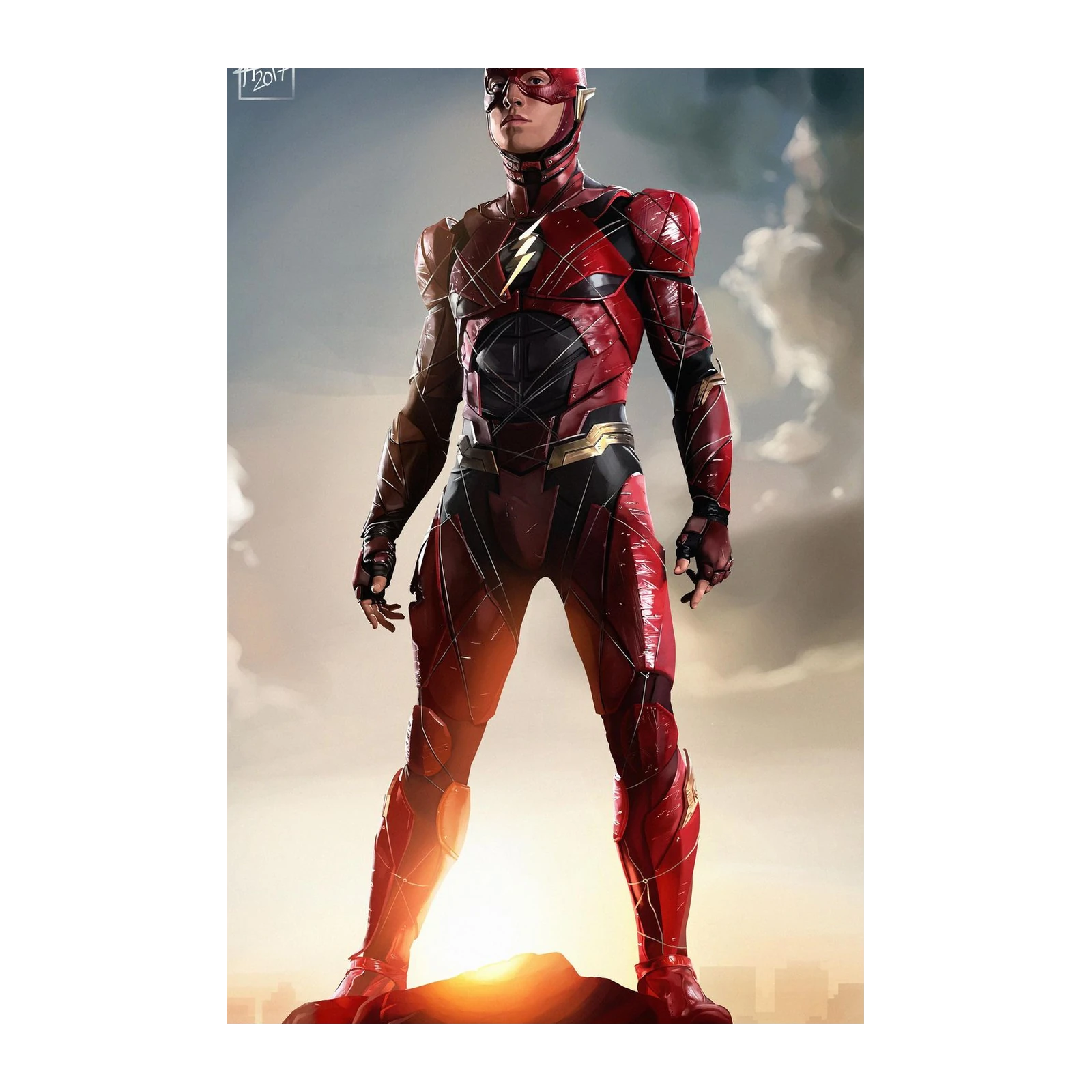 Dynamic Red Flash Superhero Action Pose Wall Art