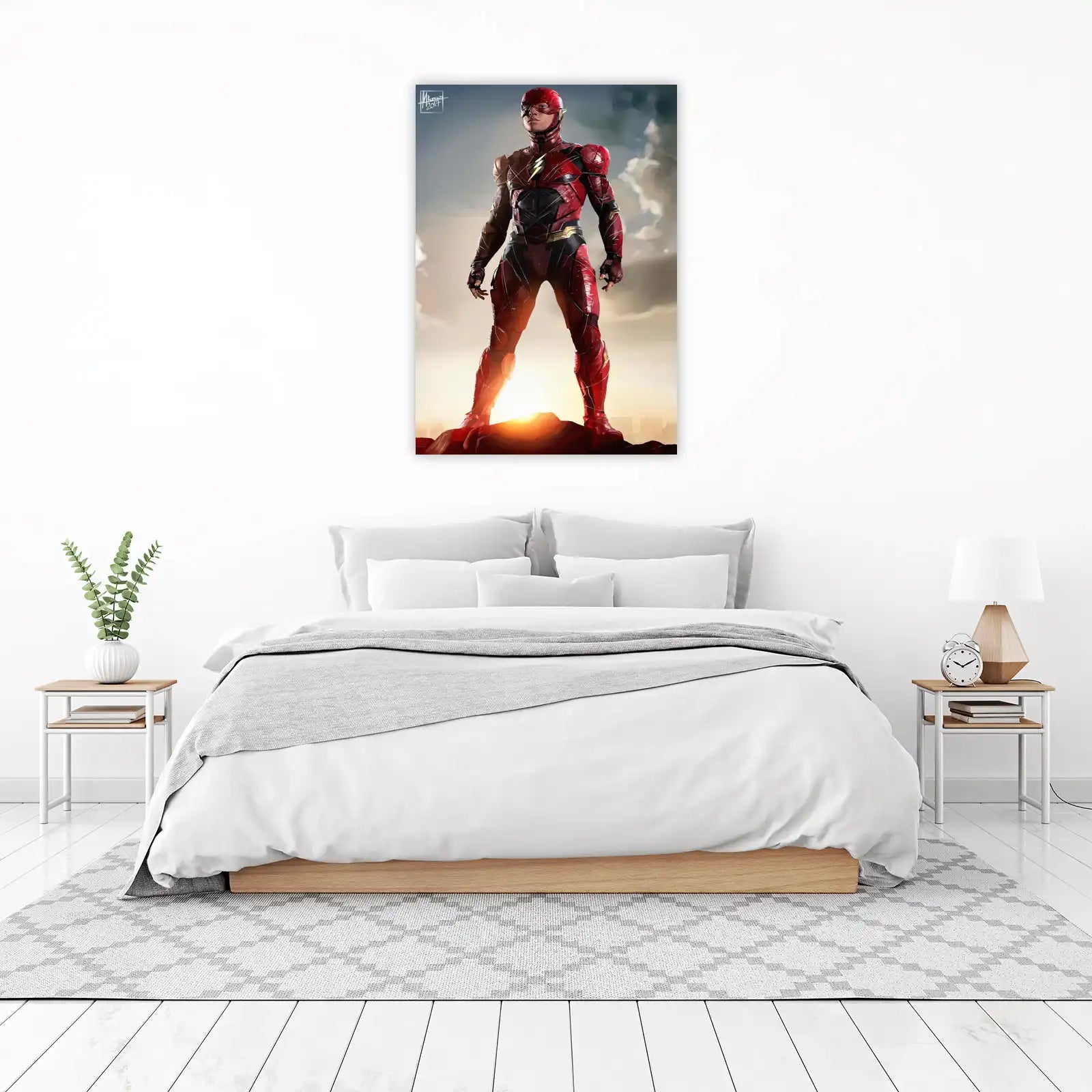 Dynamic Red Flash Superhero Action Pose Wall Art