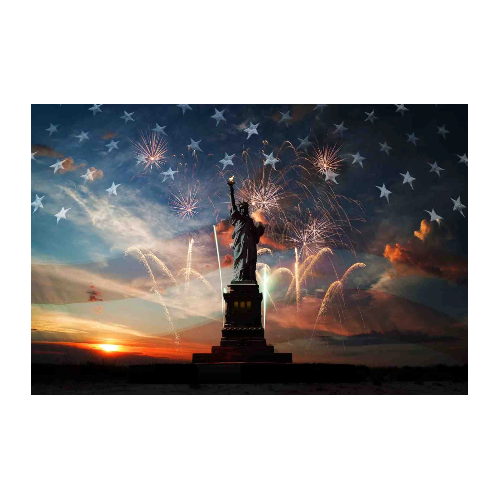 Patriotic Statue of Liberty Fireworks Wall Art