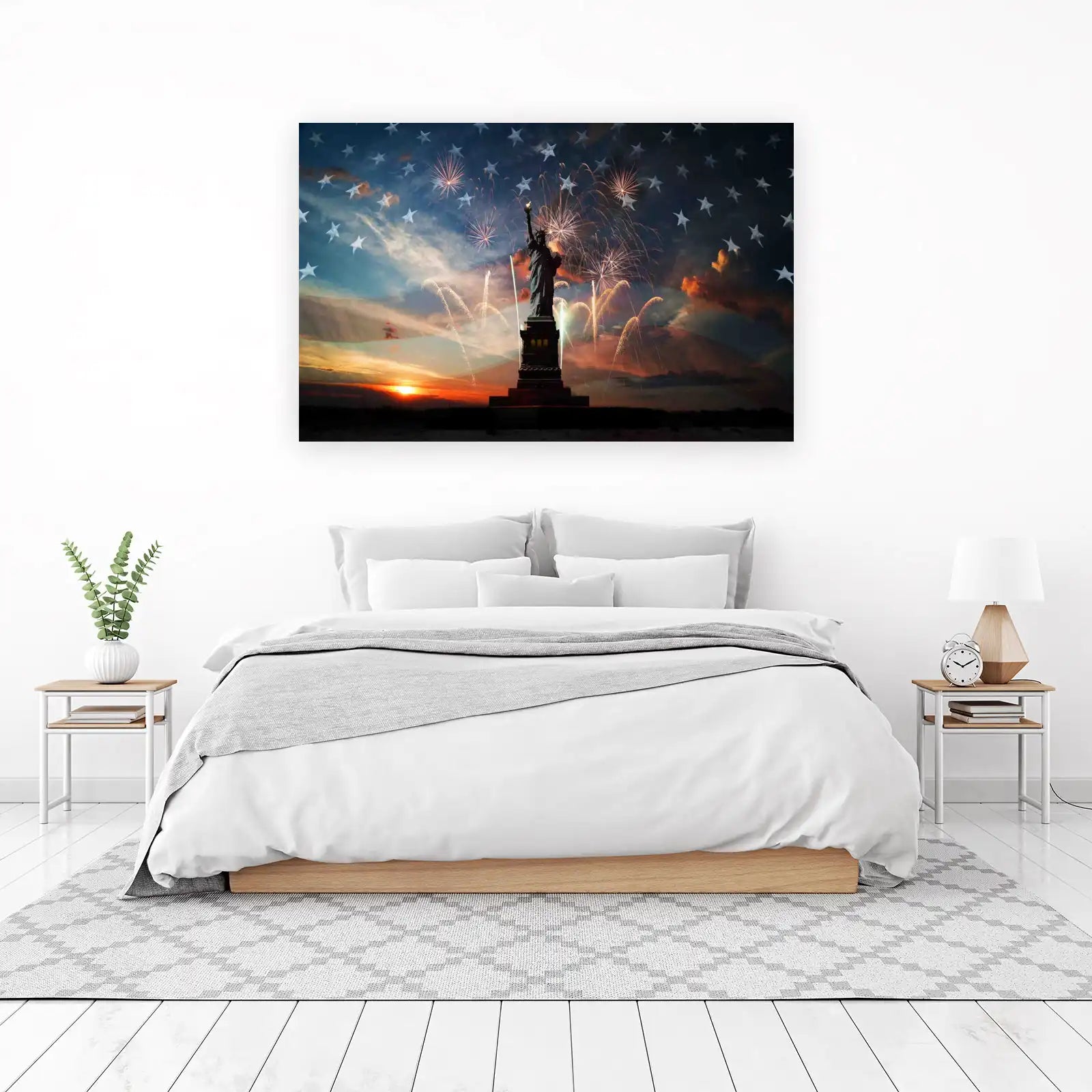 Patriotic Statue of Liberty Fireworks Wall Art