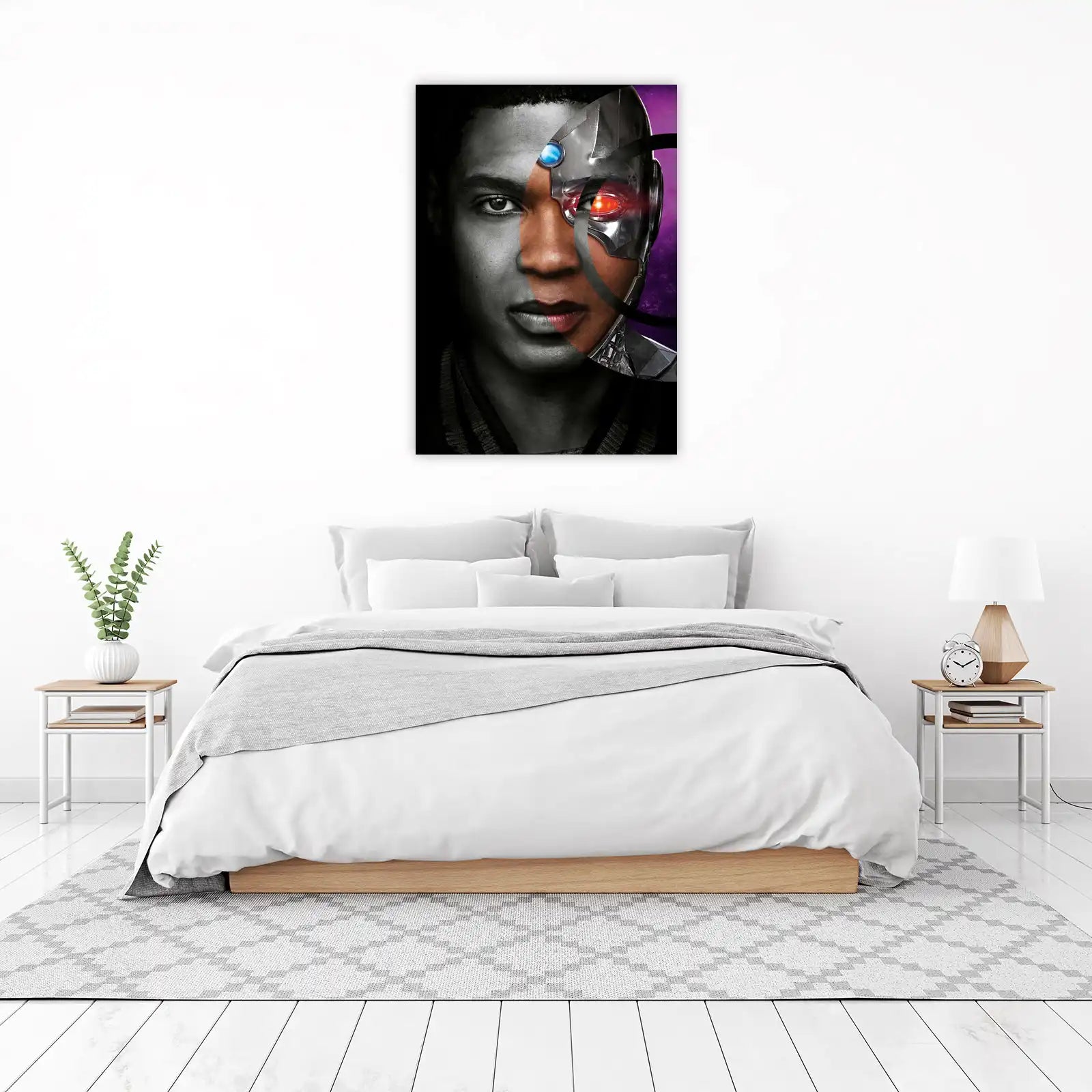 Cyborg Dual Nature Black & Grey Wall Art