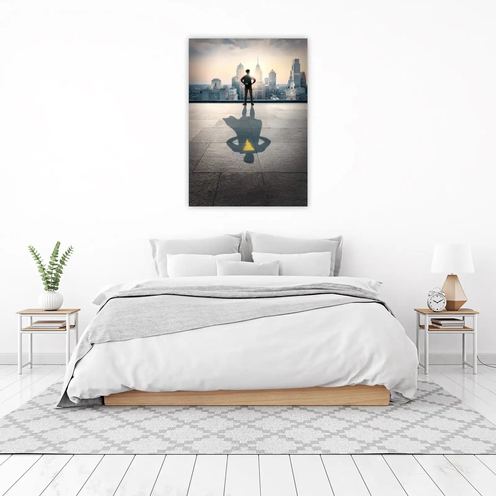 Superhero Silhouette Cityscape Wall Art