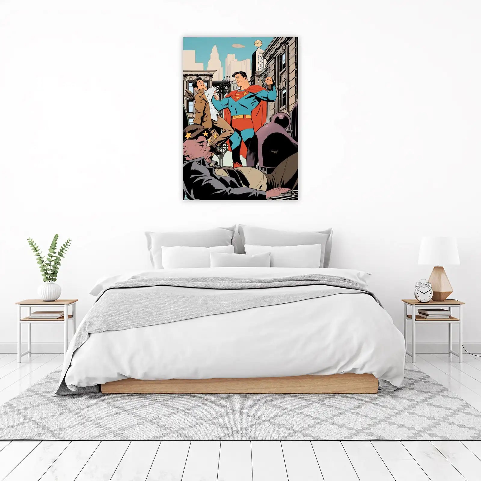 Superman Saves the Day Retro Comic Wall Art