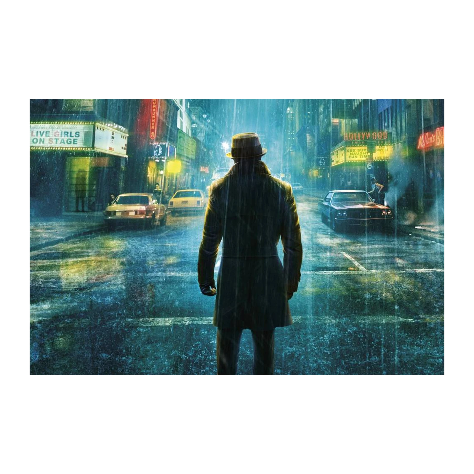 Rainy City Noir Detective Wall Art