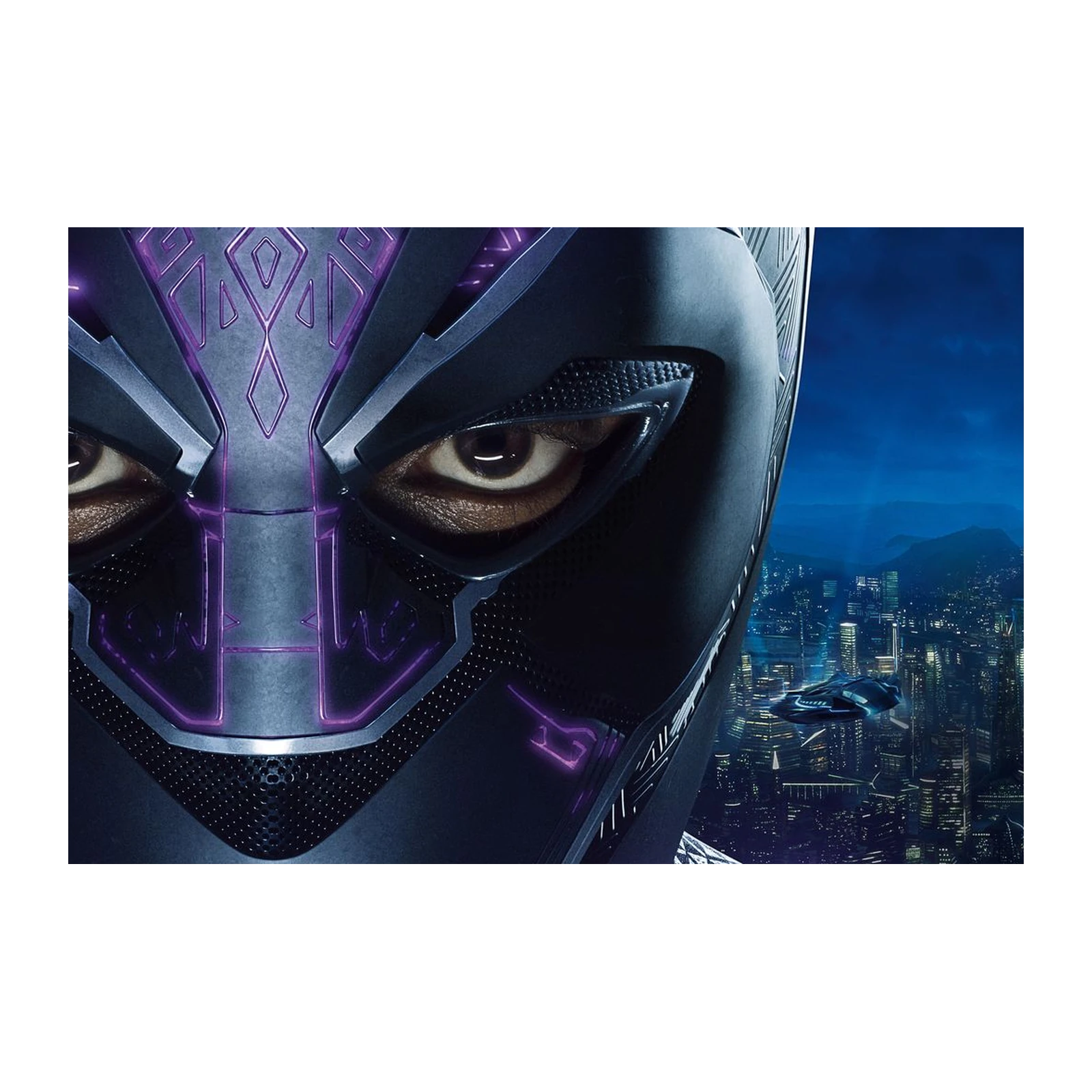 Black Panther Mask & Cityscape Wall Art