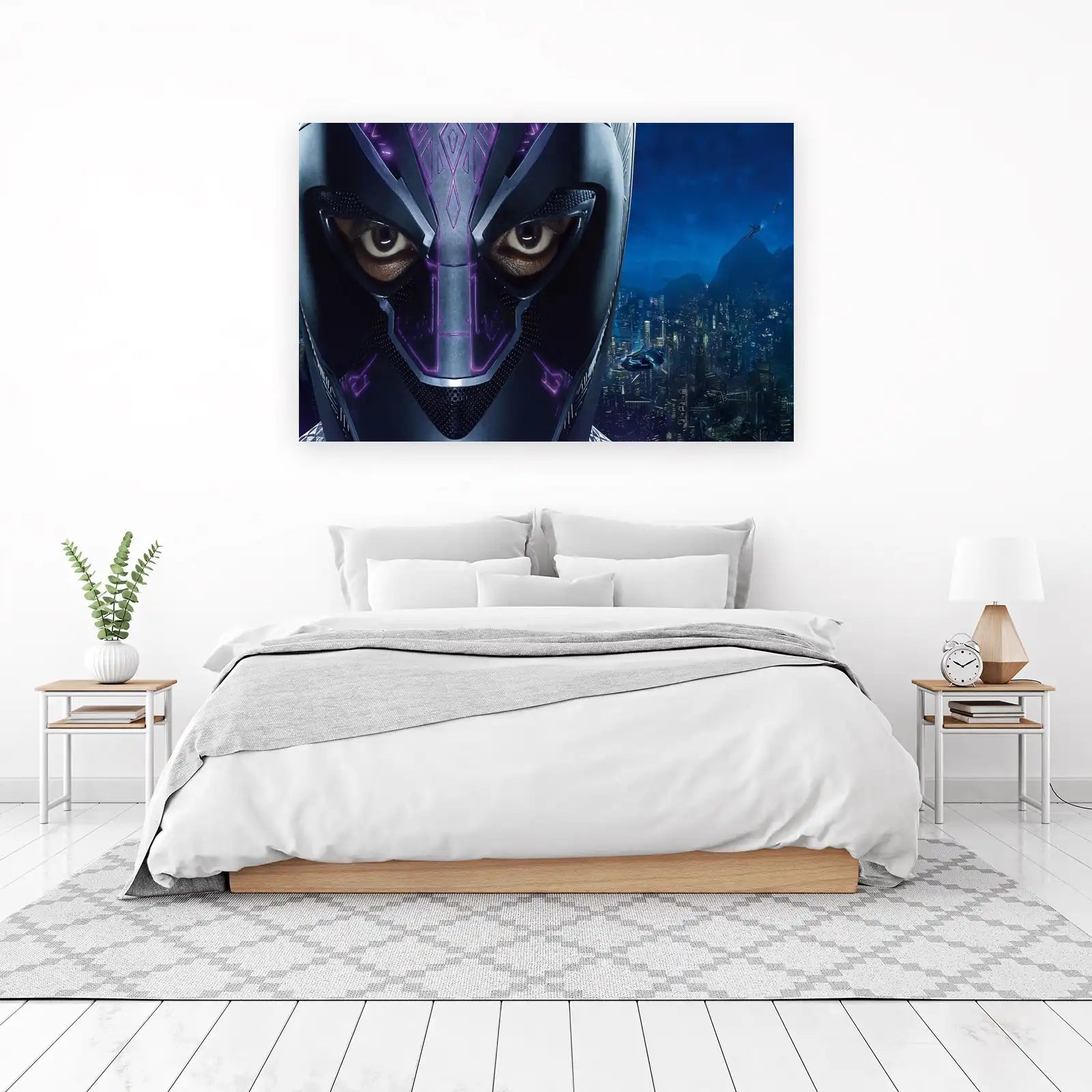 Black Panther Mask & Cityscape Wall Art