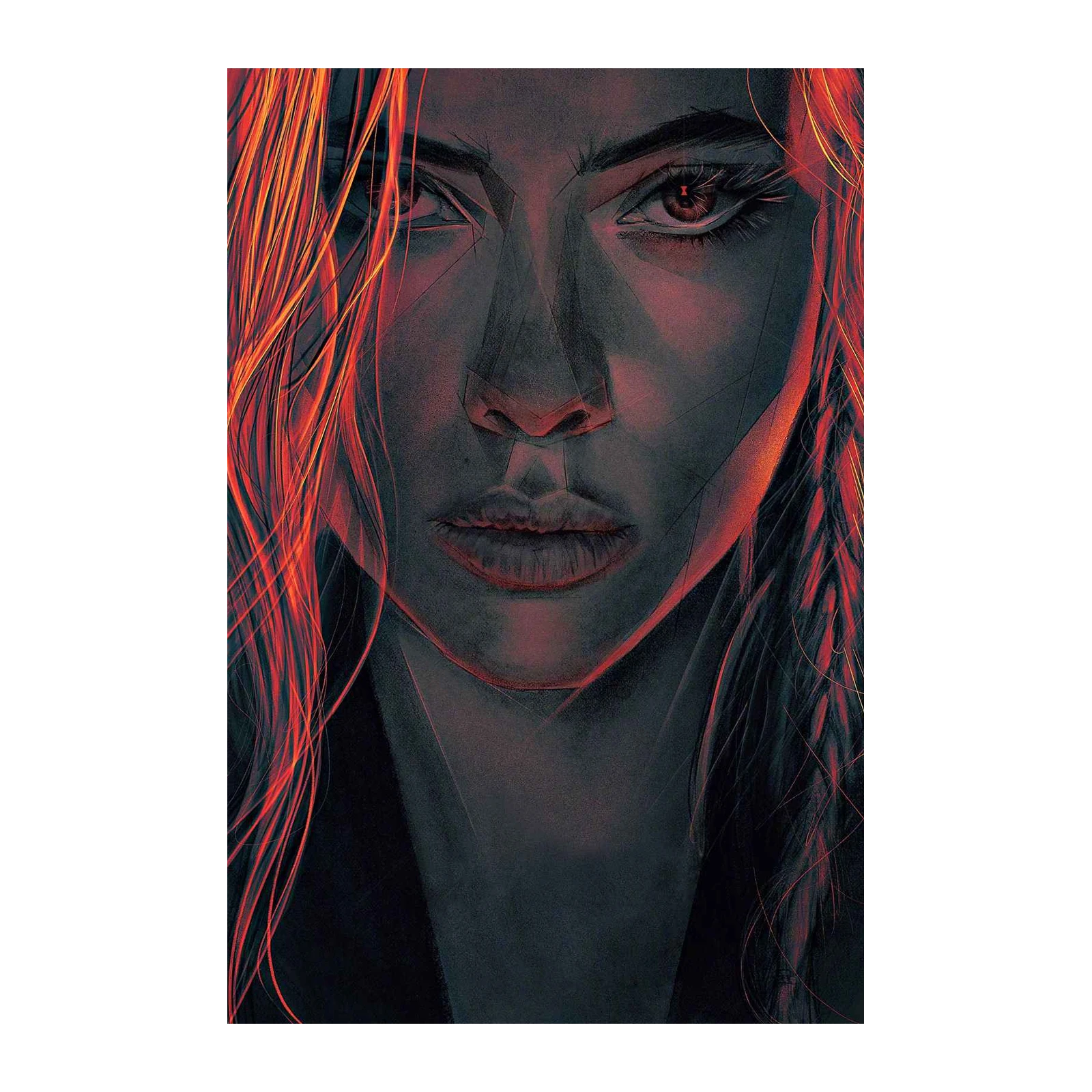 Dramatic Portrait Red Glow Abstract Face Wall Art