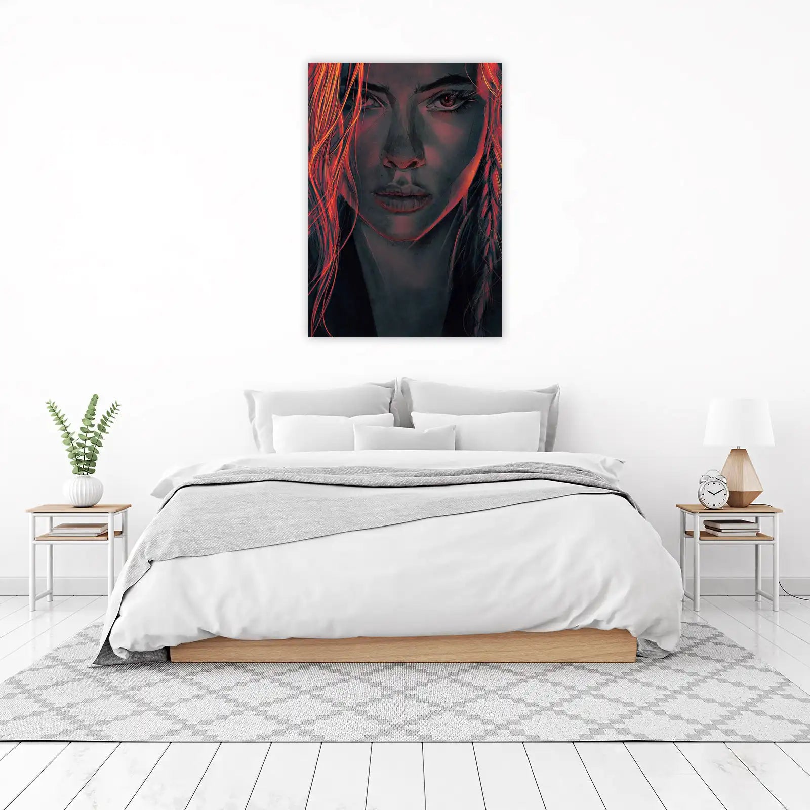Dramatic Portrait Red Glow Abstract Face Wall Art