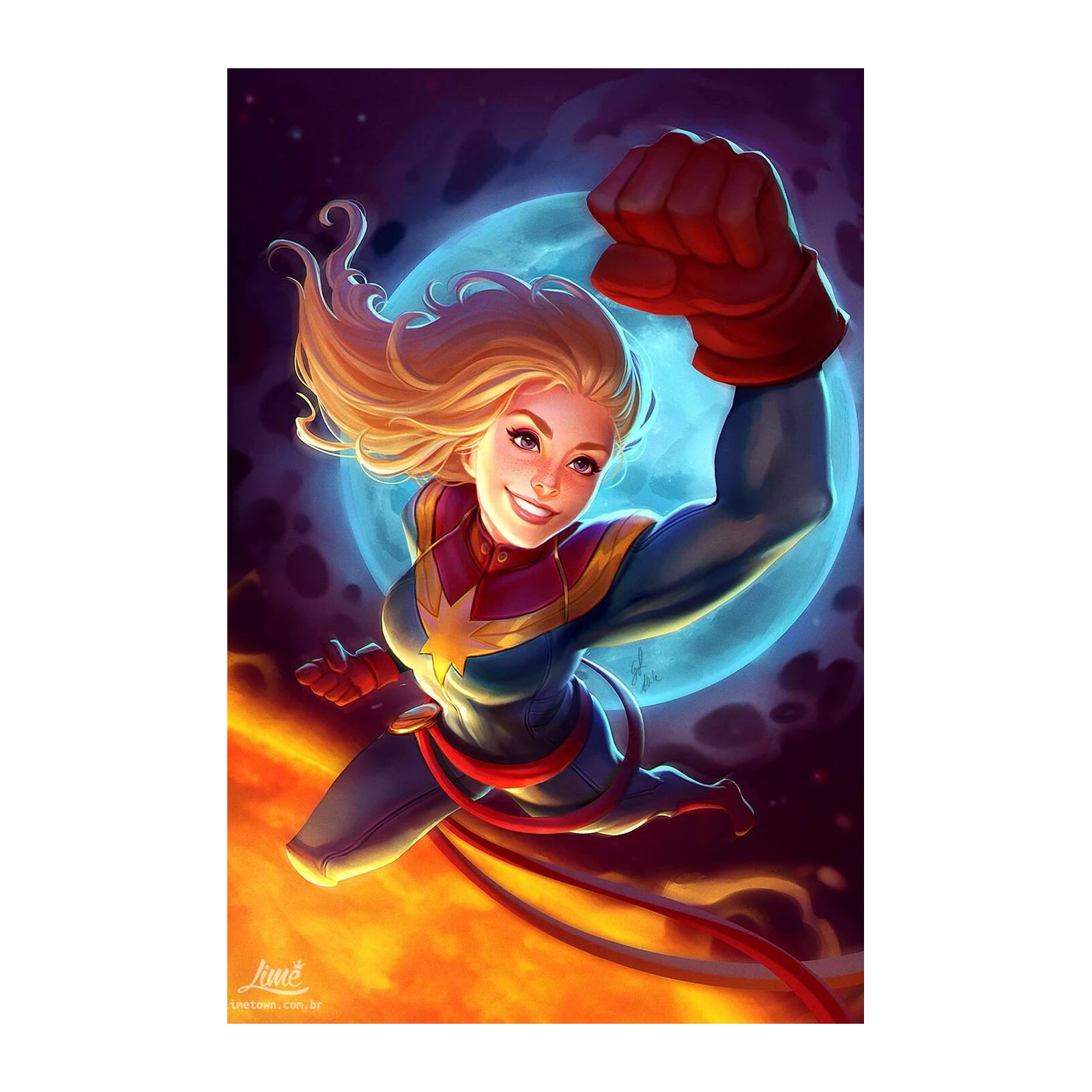 Captain Marvel Cosmic Flight Wall Art