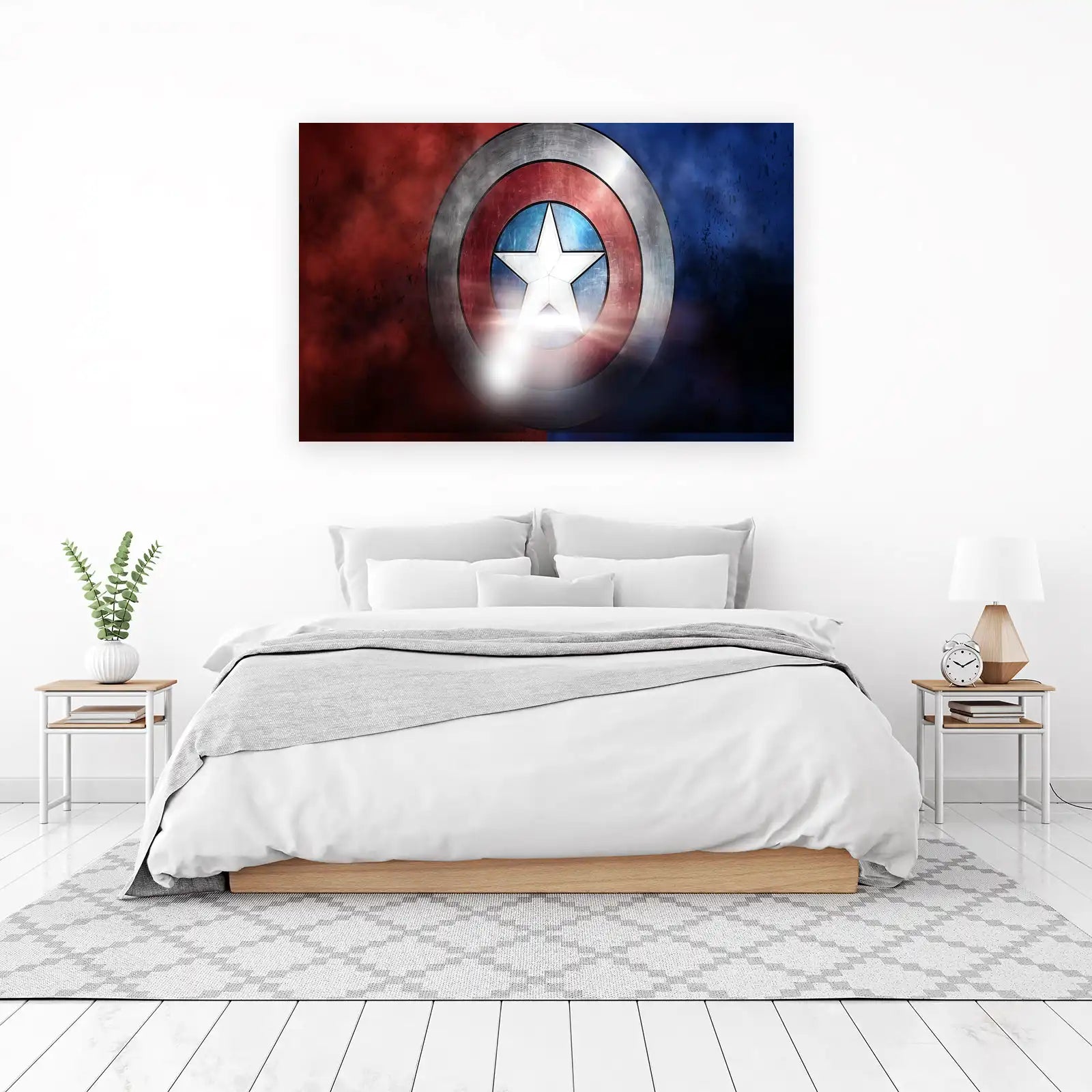 Iconic Shield Red Blue Grunge Wall Art
