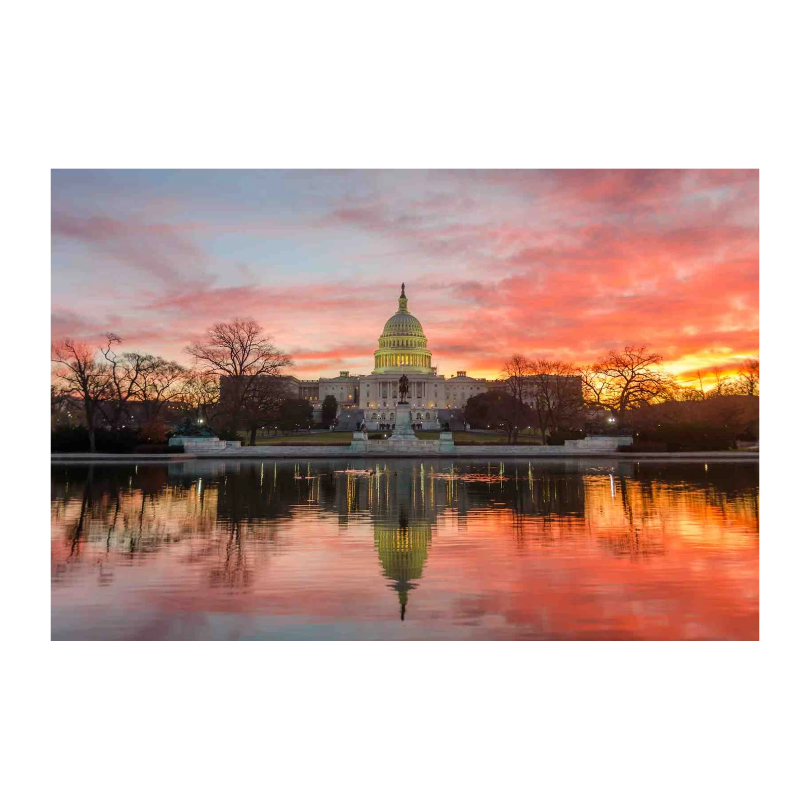 US Capitol Sunset Reflections Wall Art