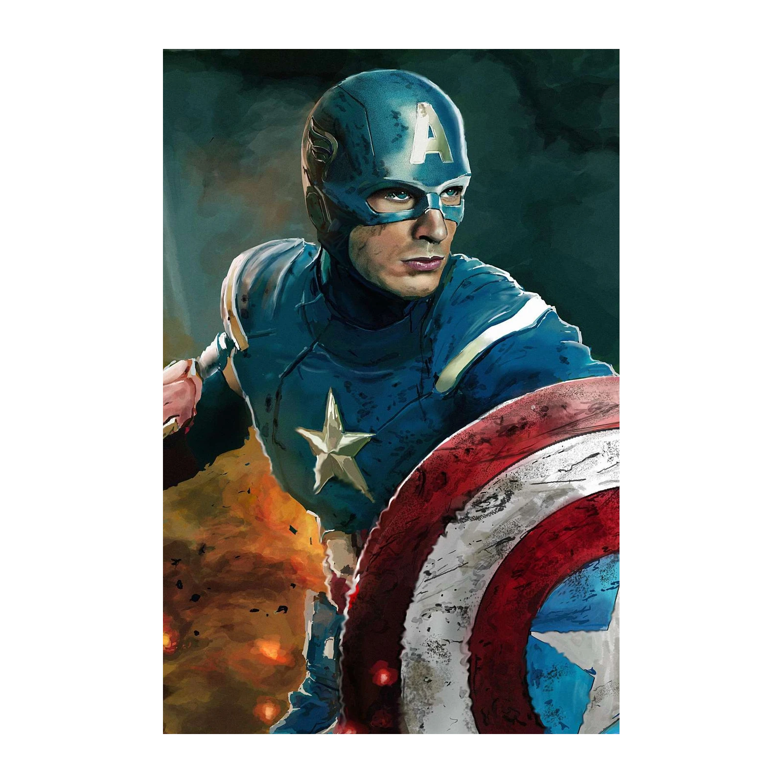 Captain America Heroic Battle Wall Art