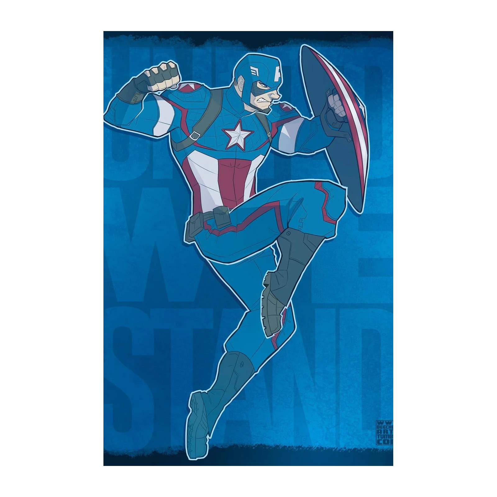 Dynamic Captain America Action Pose Wall Art