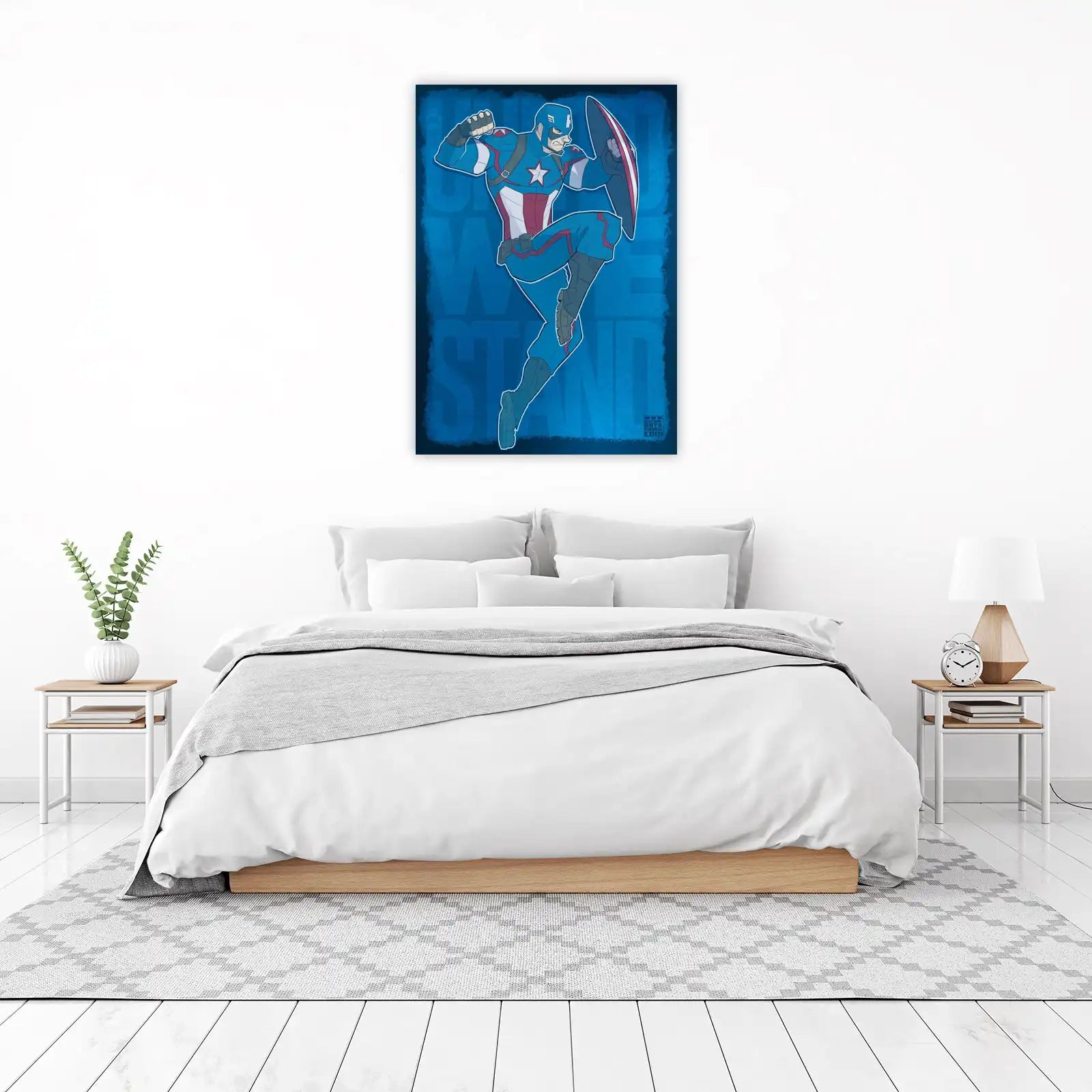 Dynamic Captain America Action Pose Wall Art