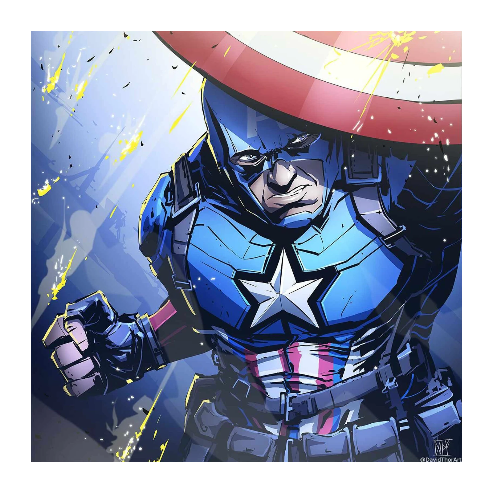 Captain America Dynamic Action Wall Art