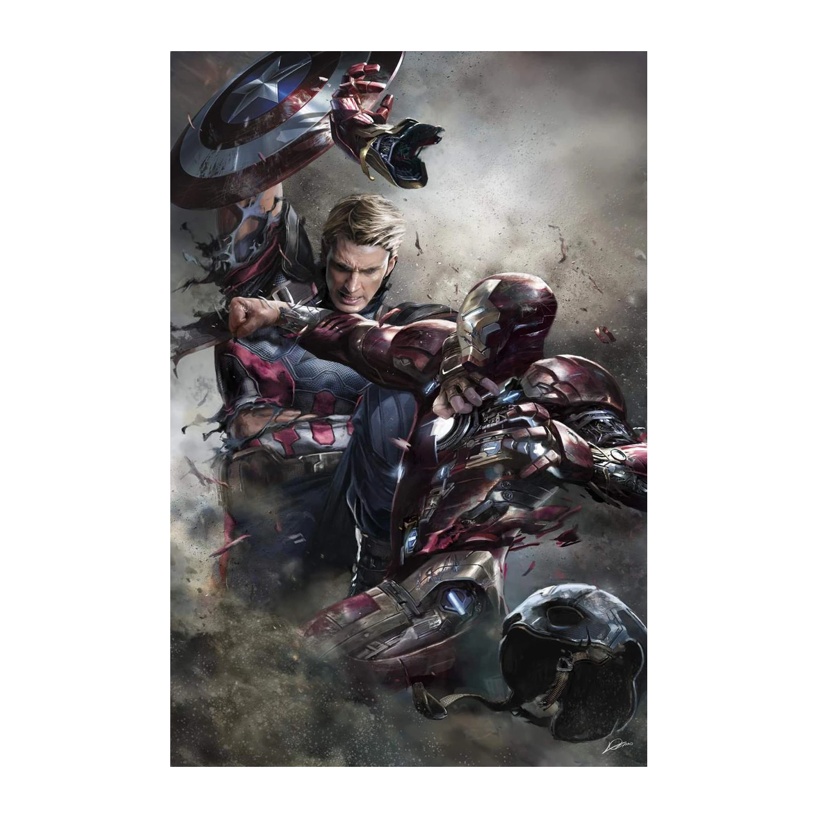 Captain America vs Iron Man Fight Wall Art