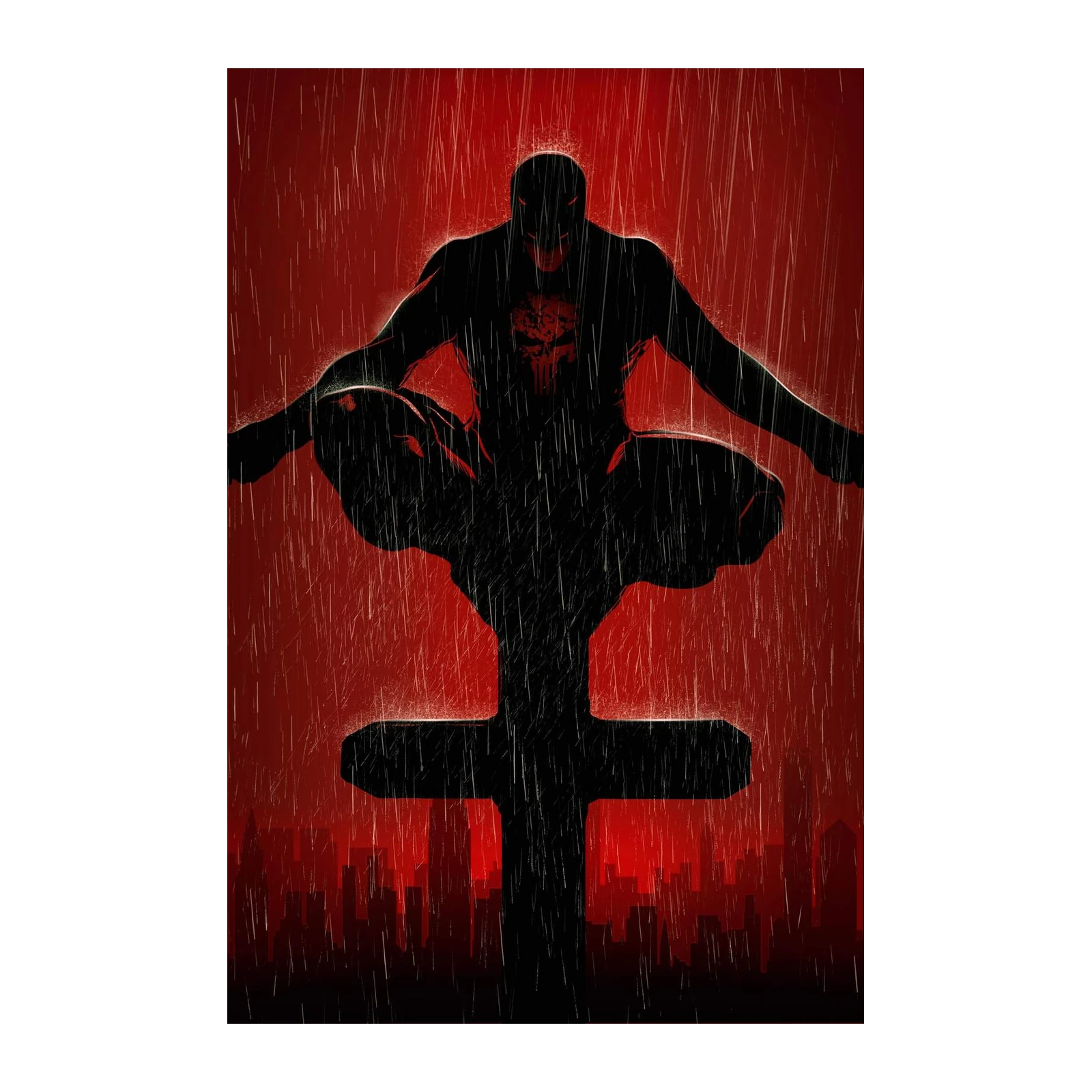 Crimson Vigilante Silhouette Wall Art