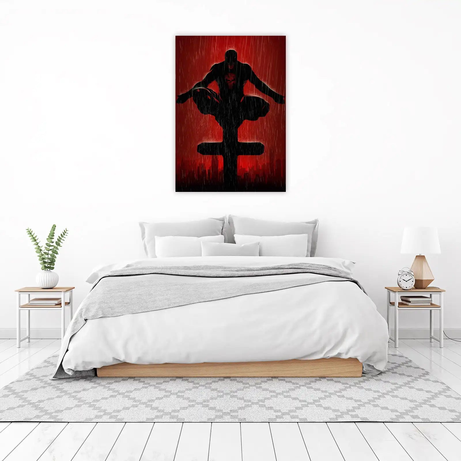 Crimson Vigilante Silhouette Wall Art