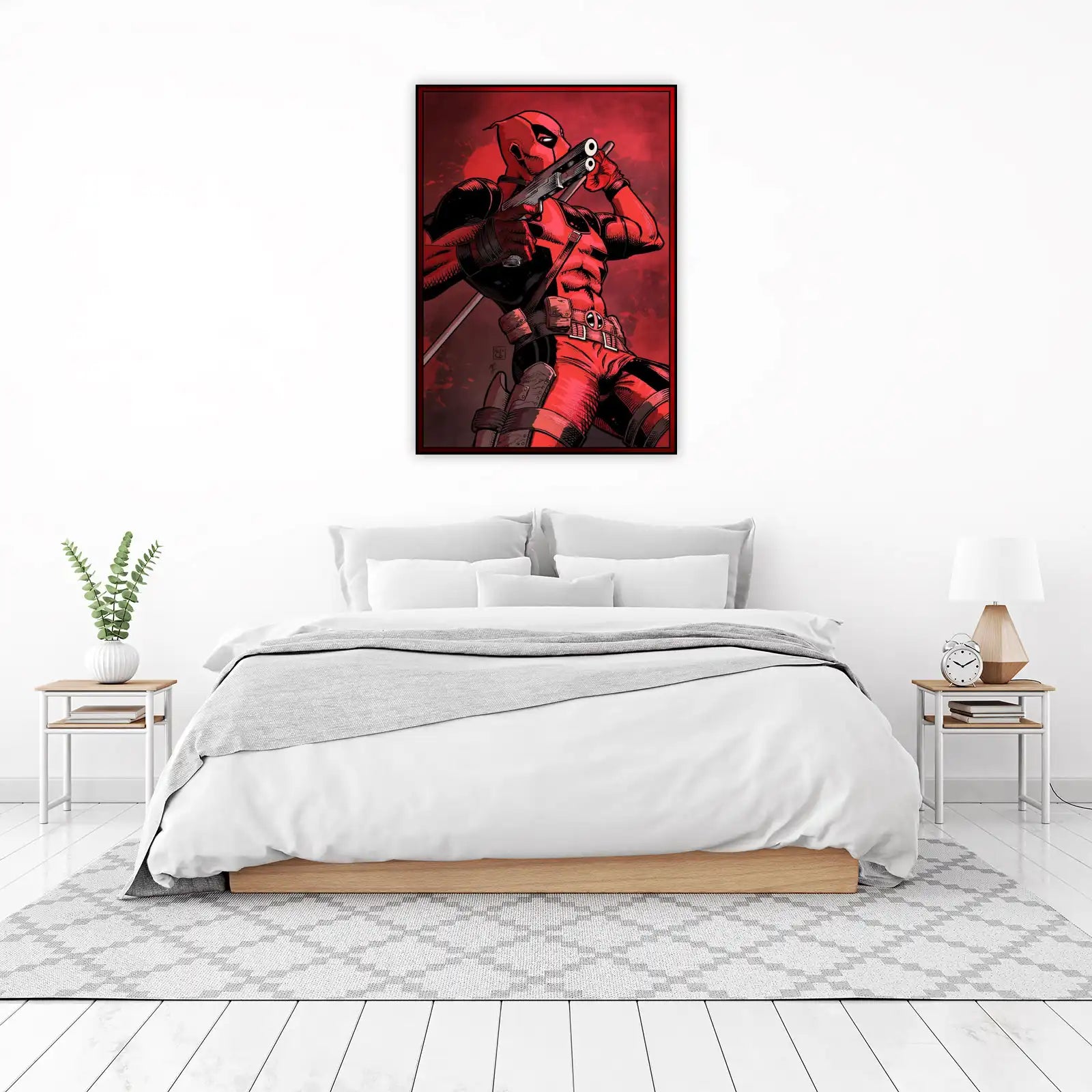 Deadpool Action Pose Red Wall Art