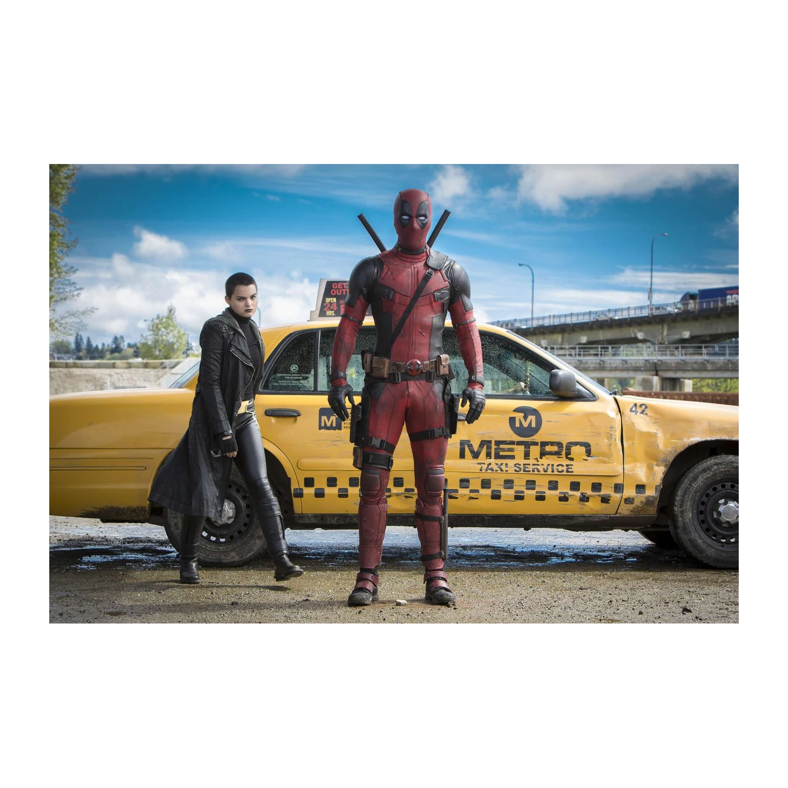 Deadpool & Domino Yellow Taxi Wall Art