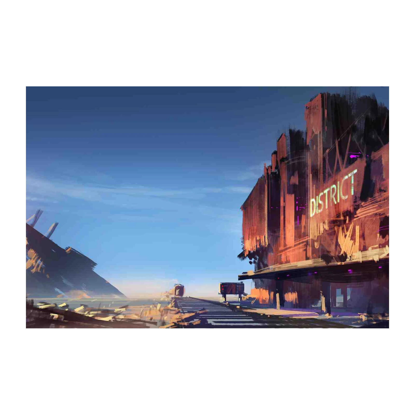 Post-Apocalyptic District Train Station Wall Art