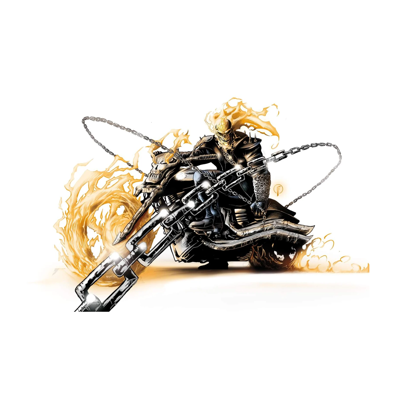 Ghost Rider on Fire Motorcycle Wall Art