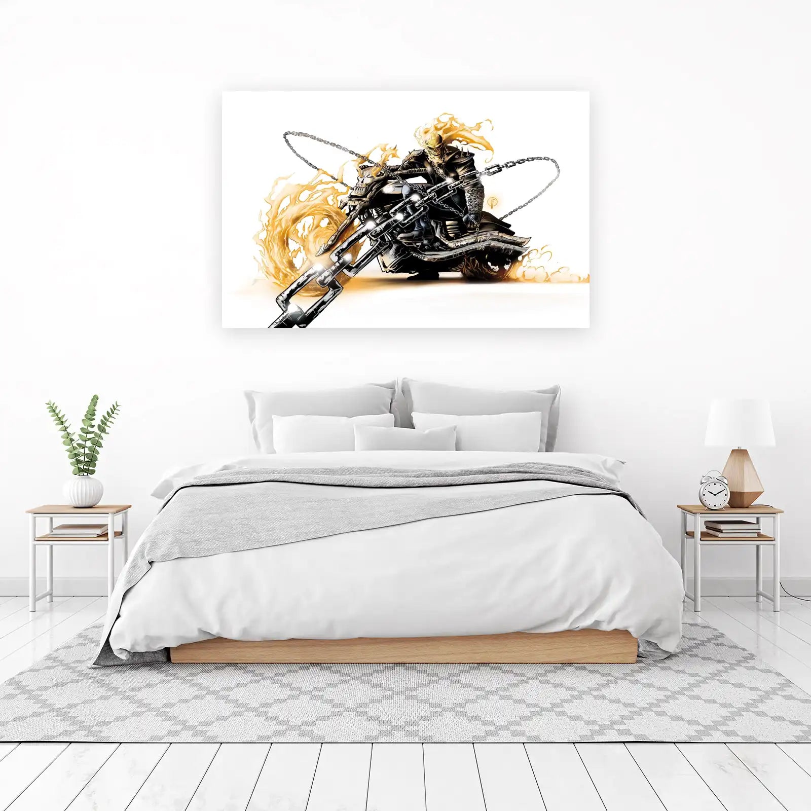 Ghost Rider on Fire Motorcycle Wall Art