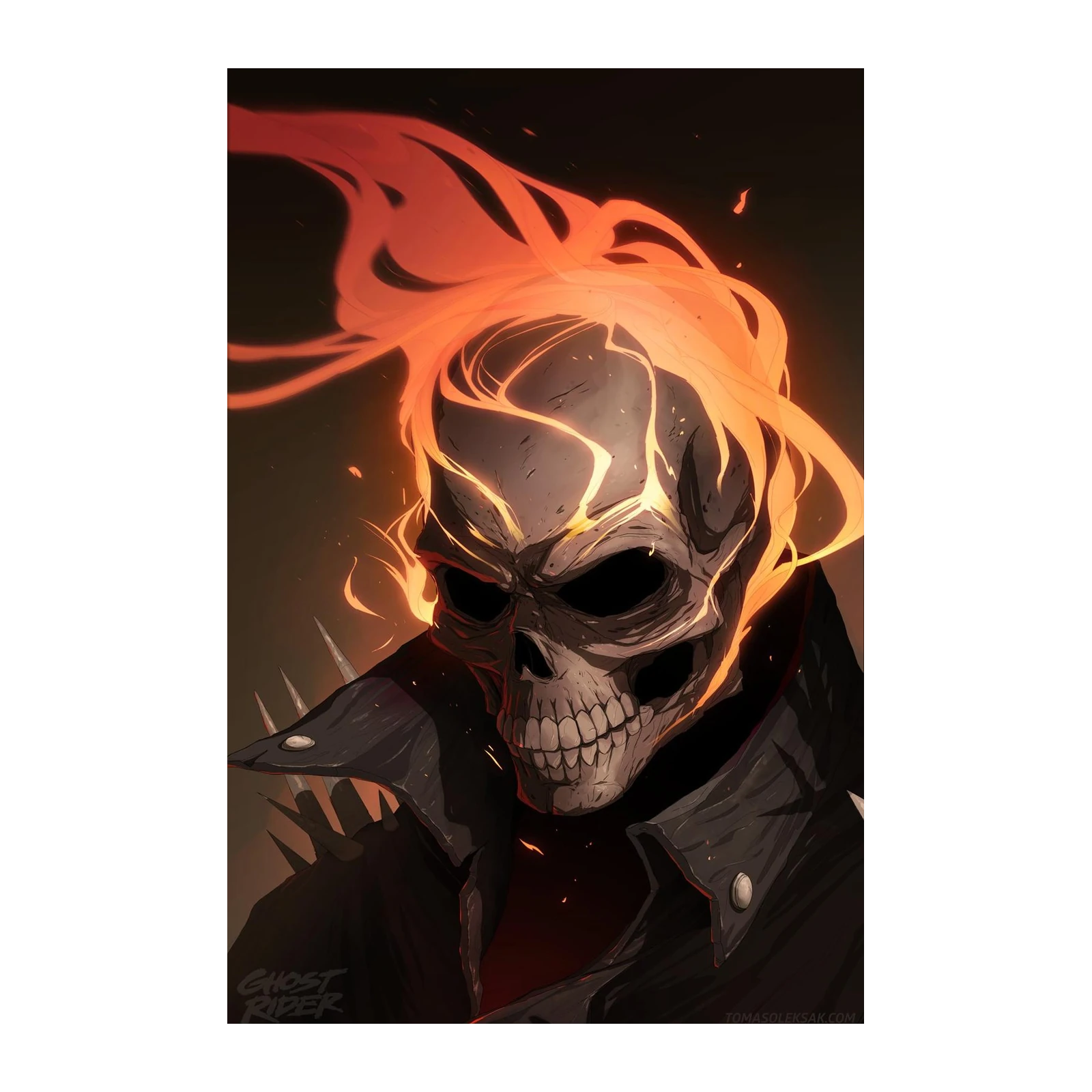 Fiery Skull Motorcycle Art Wall Art