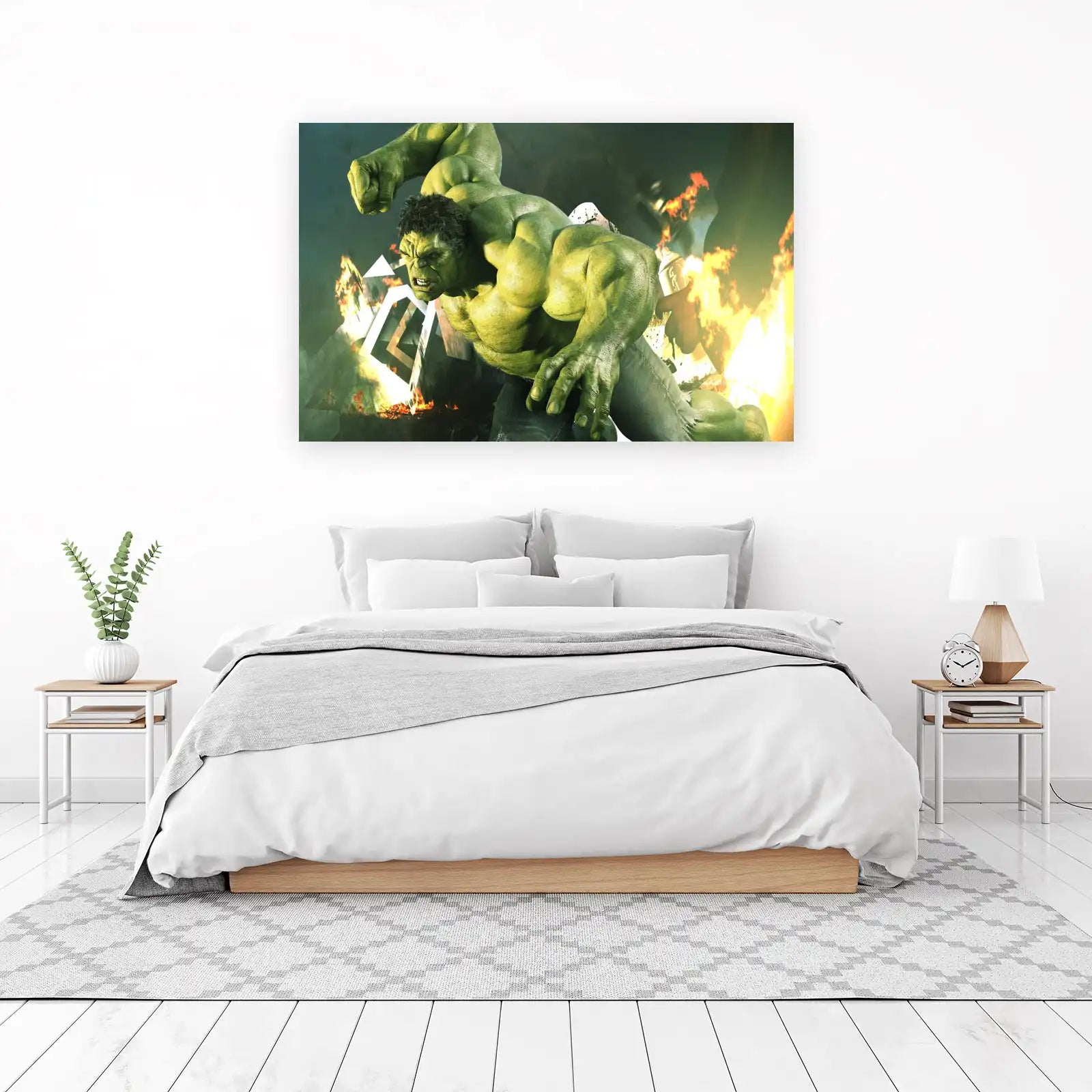 Hulk Roaring Through Flames Wall Art