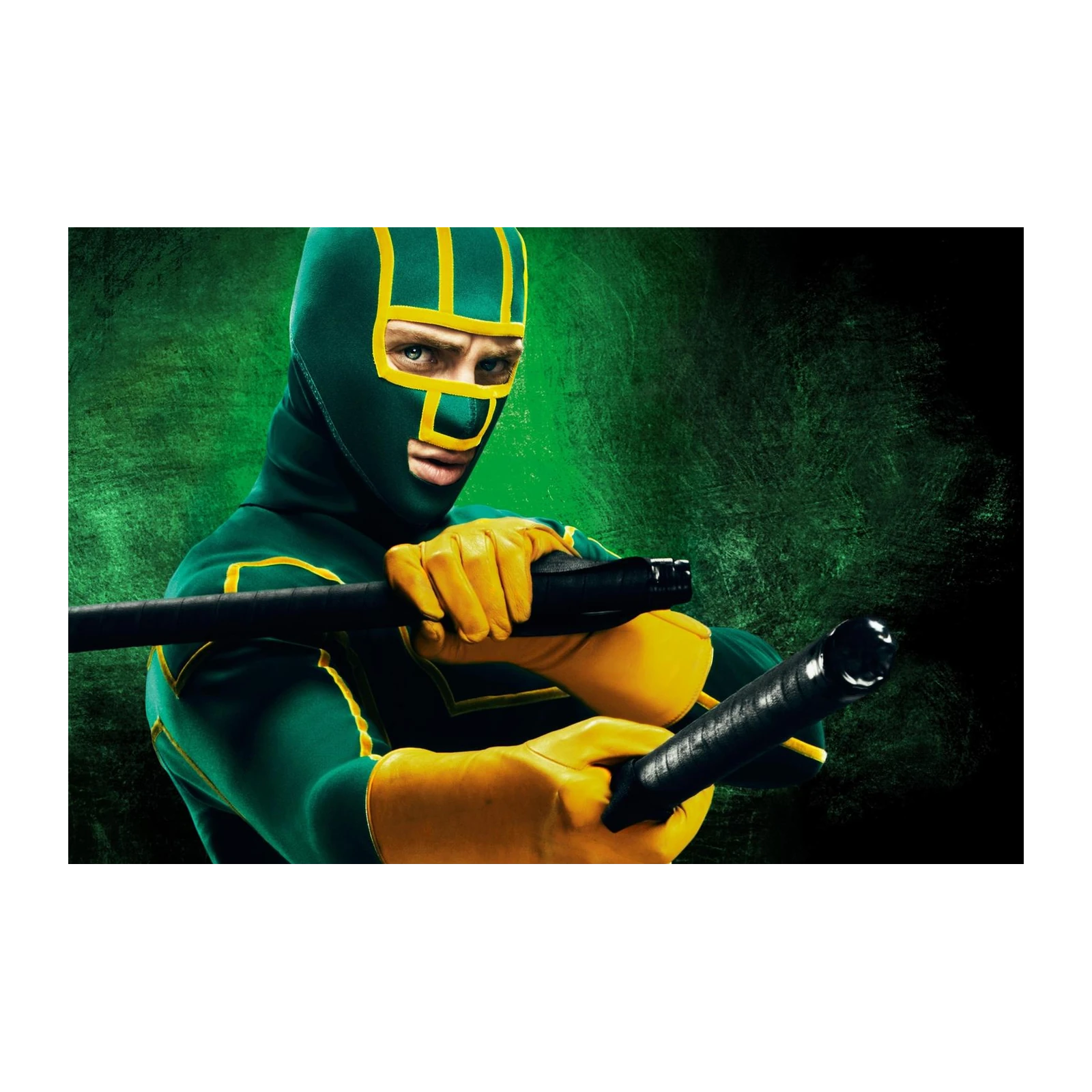Epic Kick-Ass Superhero Green & Yellow Wall Art