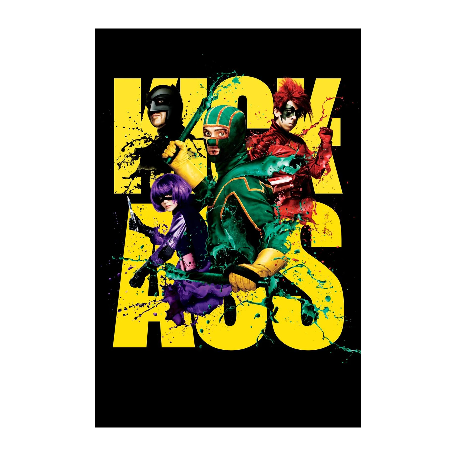 Kick-Ass Movie Characters Yellow Paint Splatter Wall Art