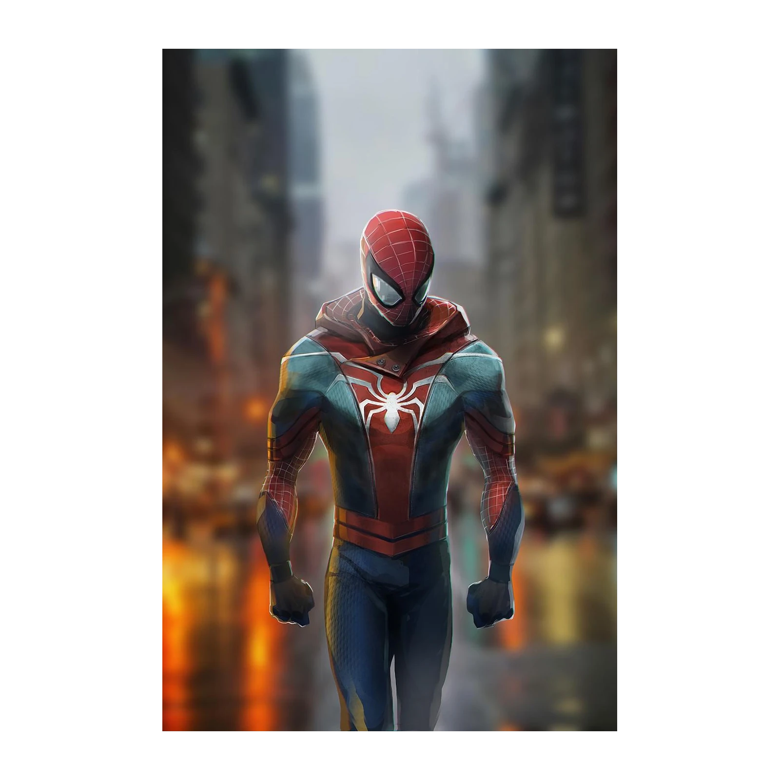 Spider-Man Red Hoodie Urban Wall Art