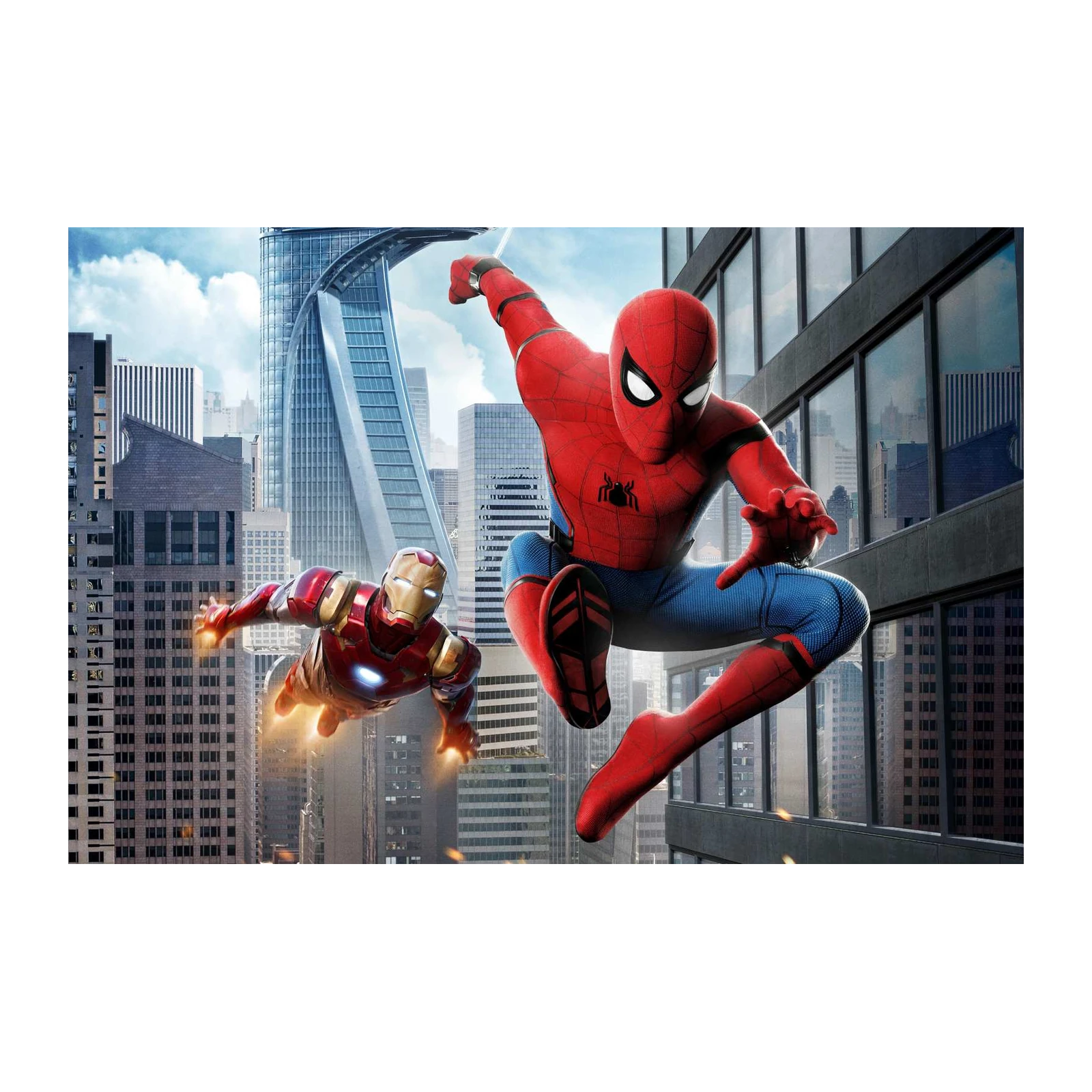 Spiderman & Iron Man City Battle Wall Art