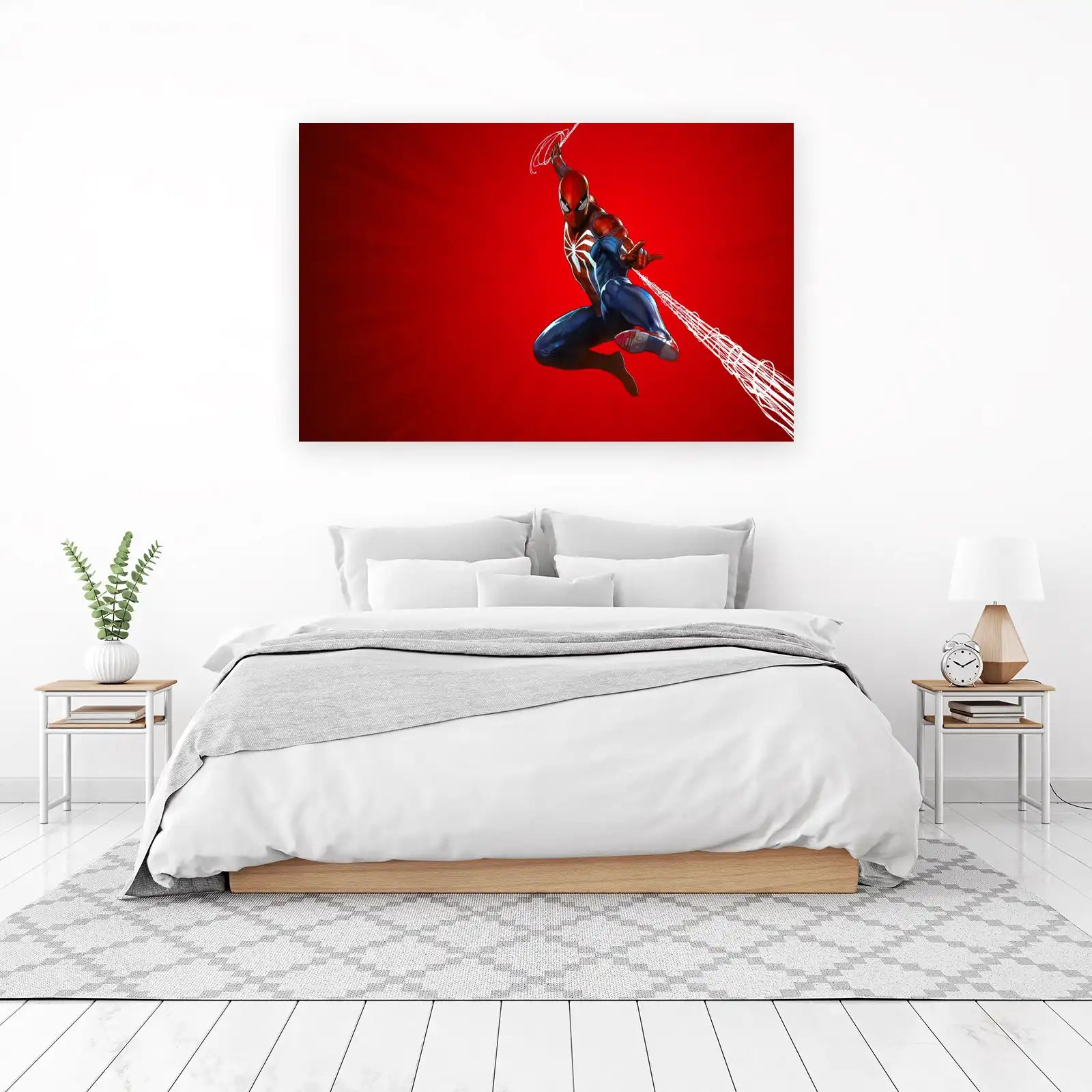 Dynamic Spider-Man Swinging Through City Wall Art