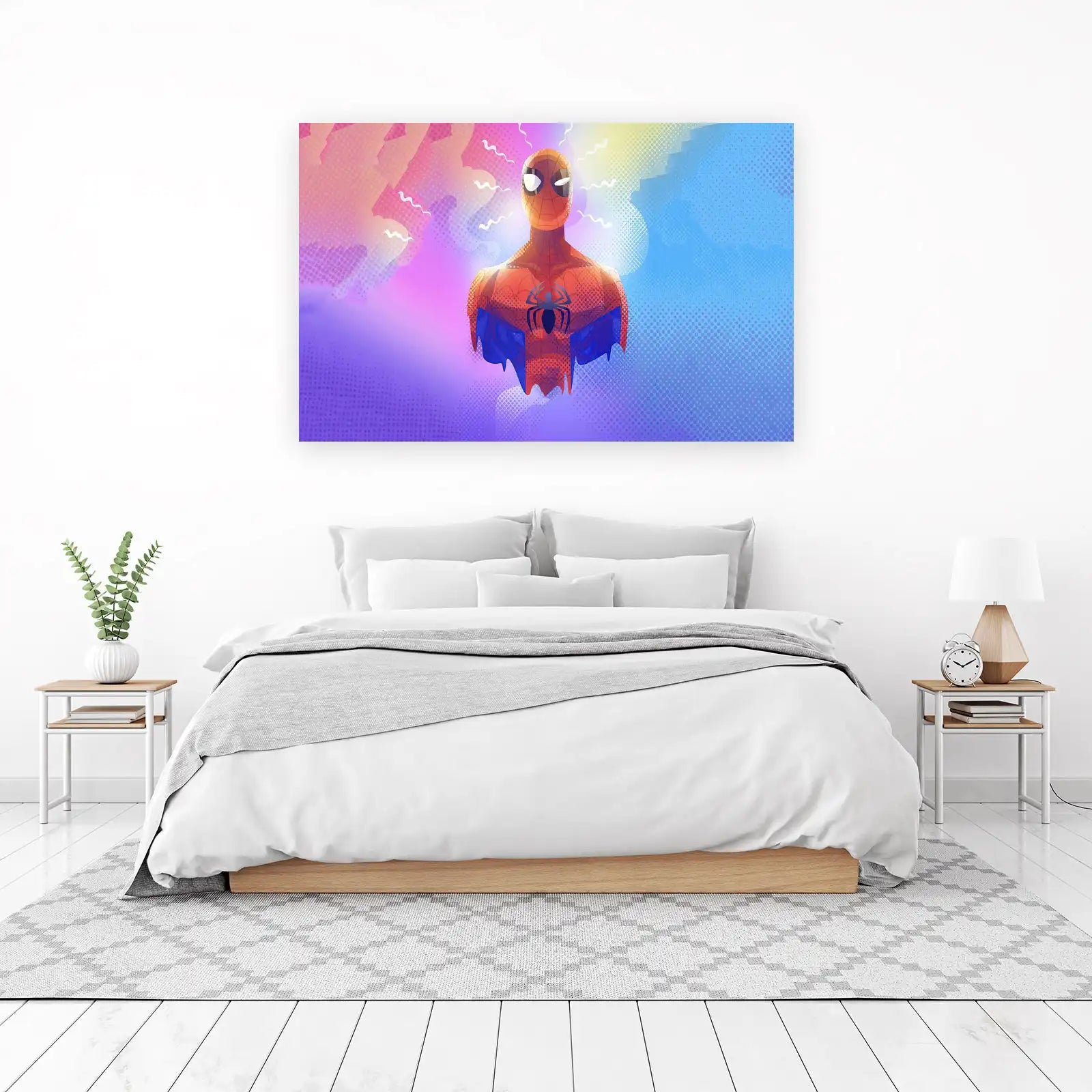 Vibrant Spidey Silhouette Wall Art