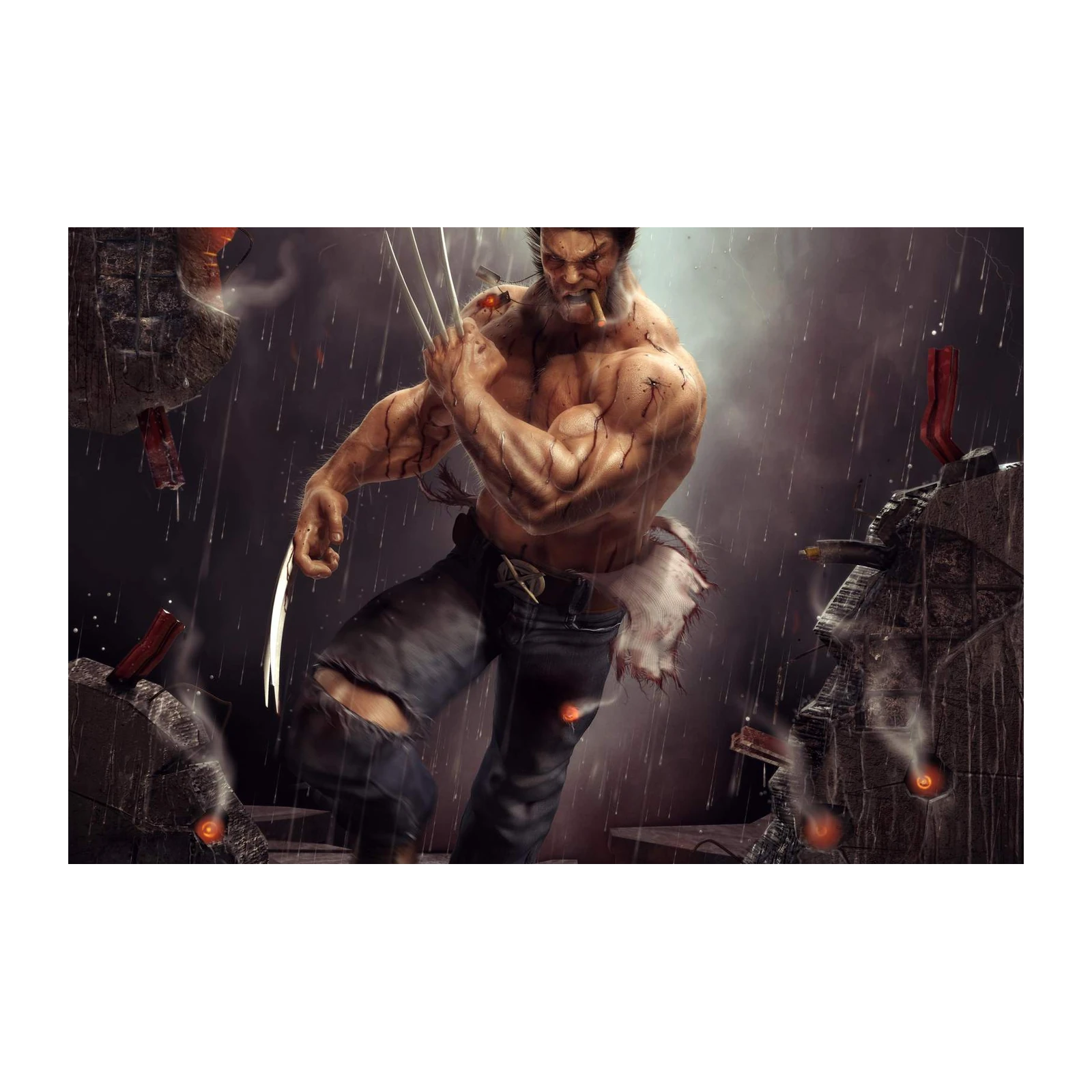 Fierce Wolverine Action Wall Art